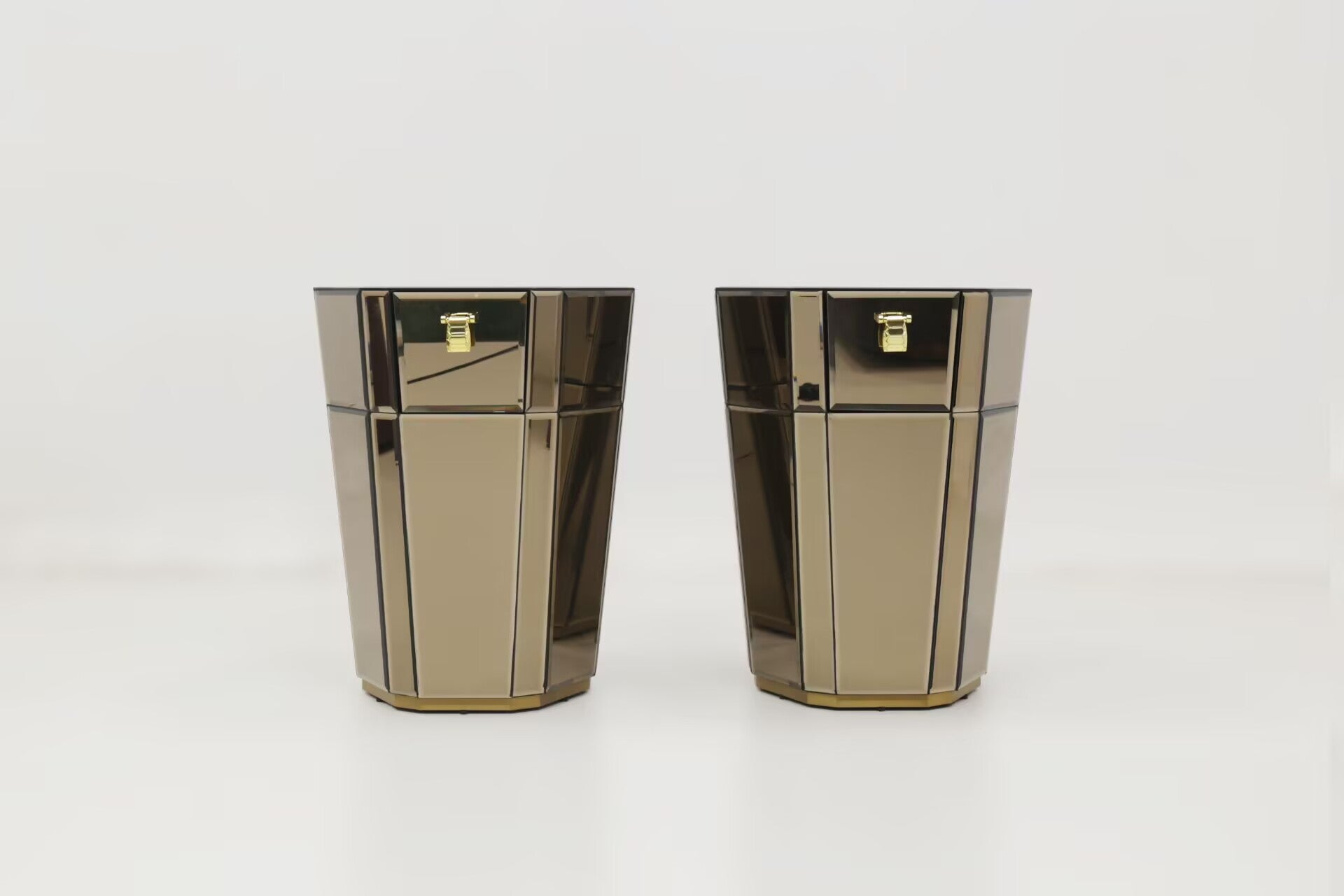 Dorian Italian Designer Unique Stainless Steel Mirrored Bedside Table