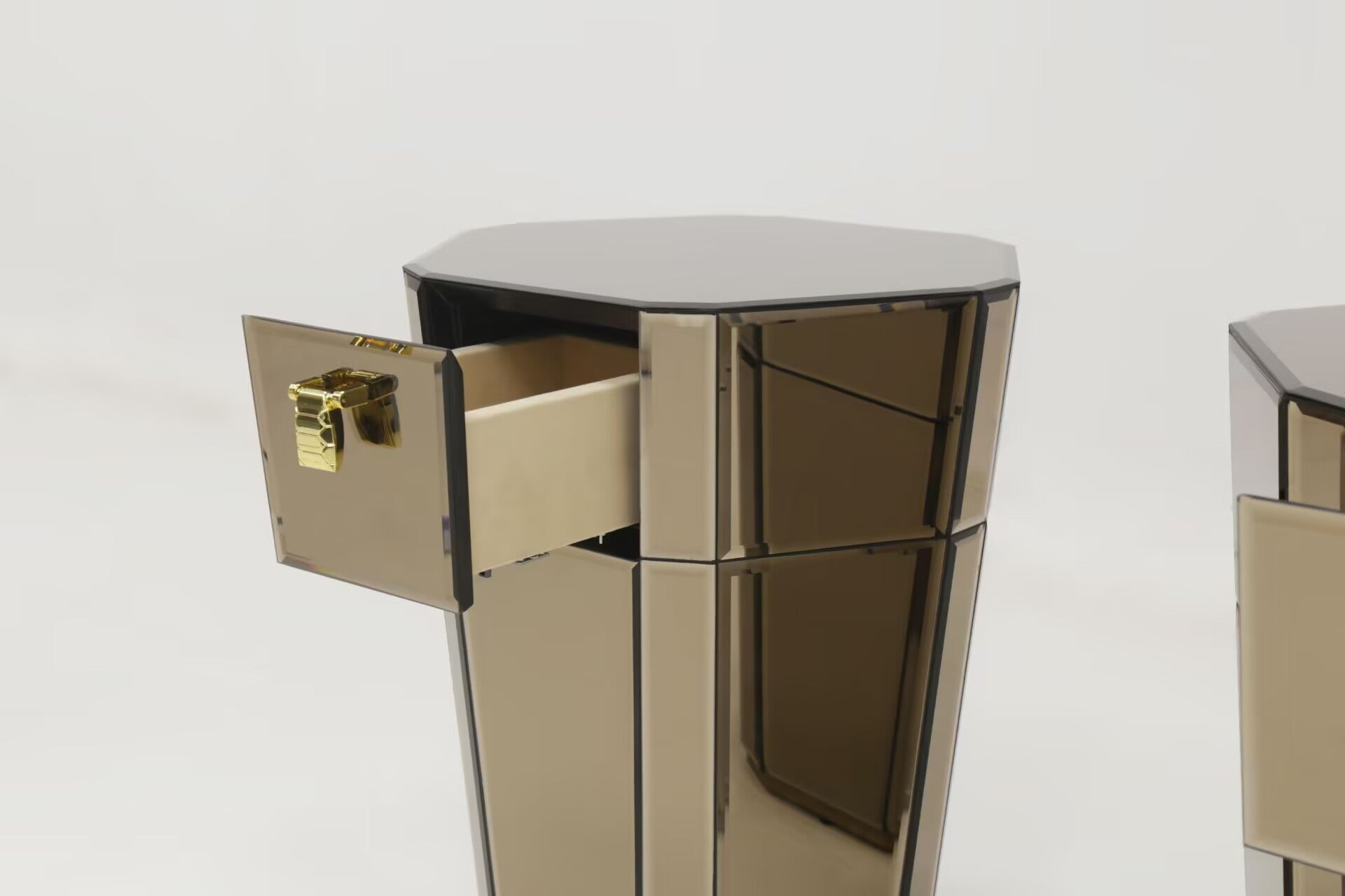 Dorian Italian Designer Unique Stainless Steel Mirrored Bedside Table