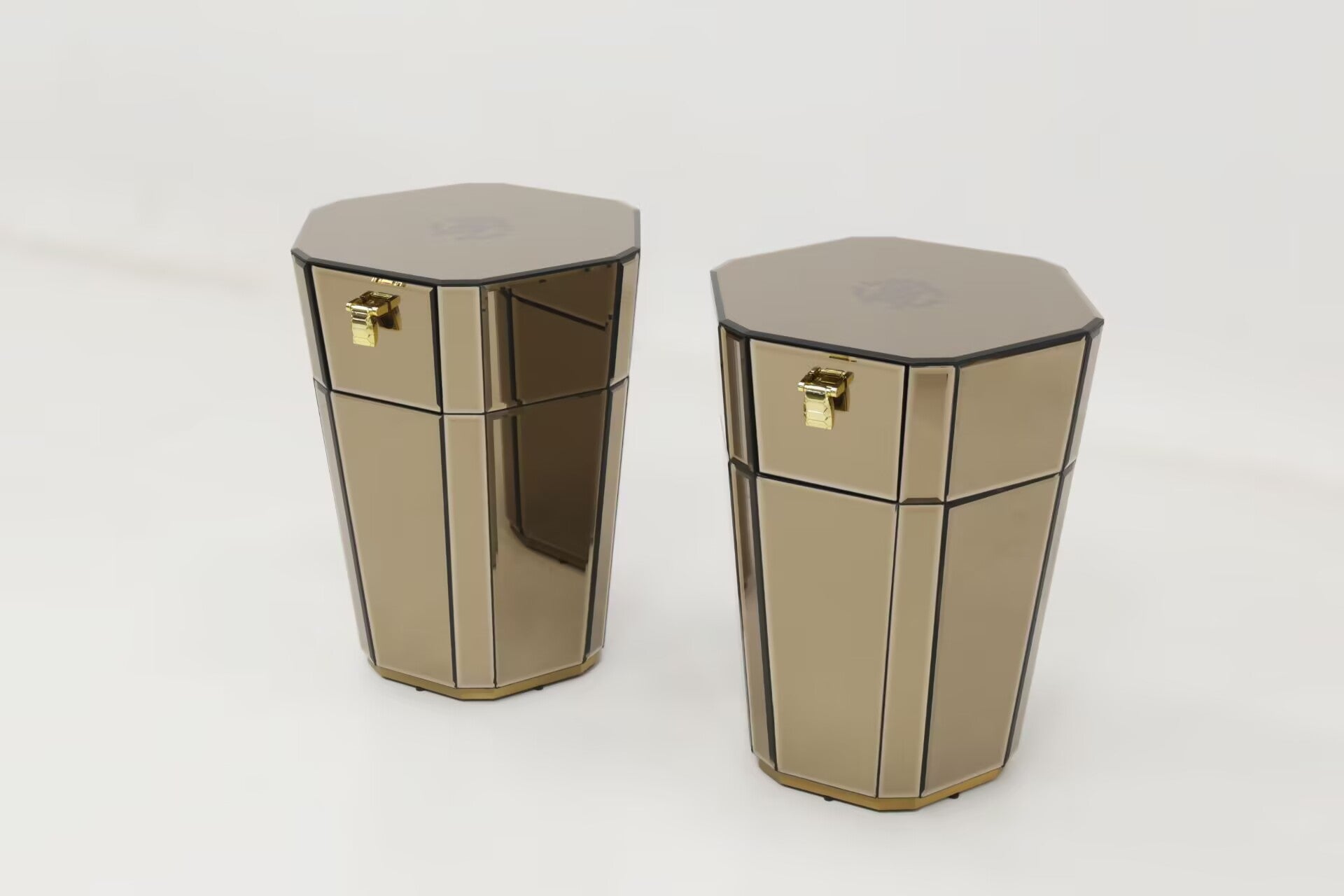 Dorian Italian Designer Unique Stainless Steel Mirrored Bedside Table