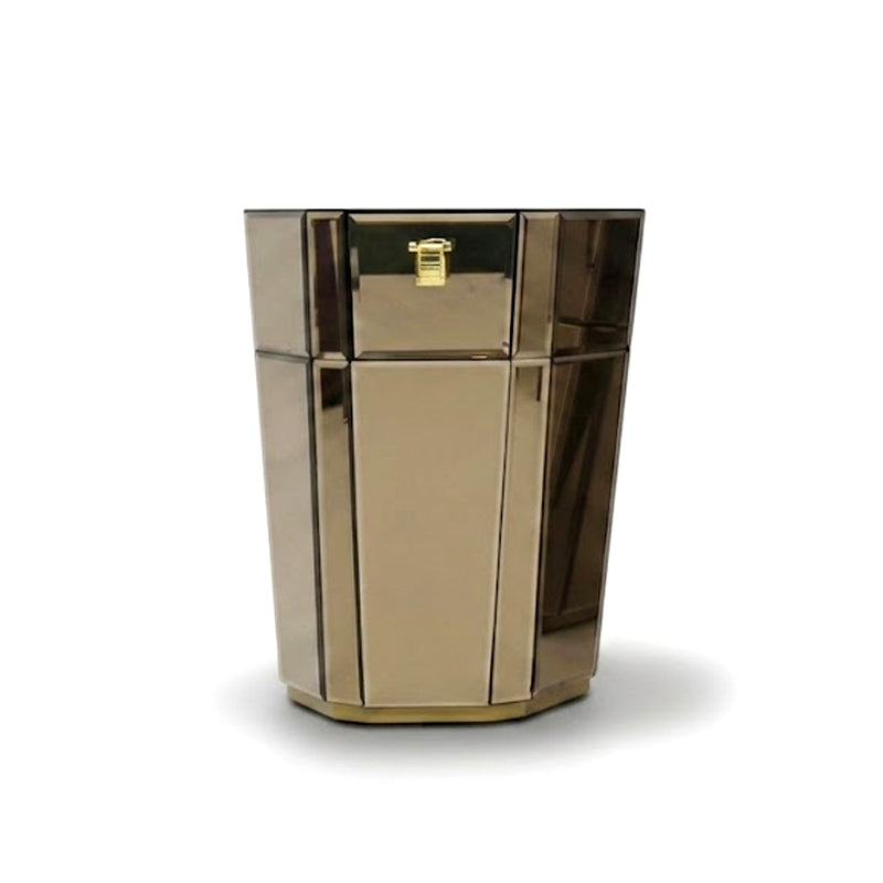 Dorian Italian Designer Unique Stainless Steel Mirrored Bedside Table