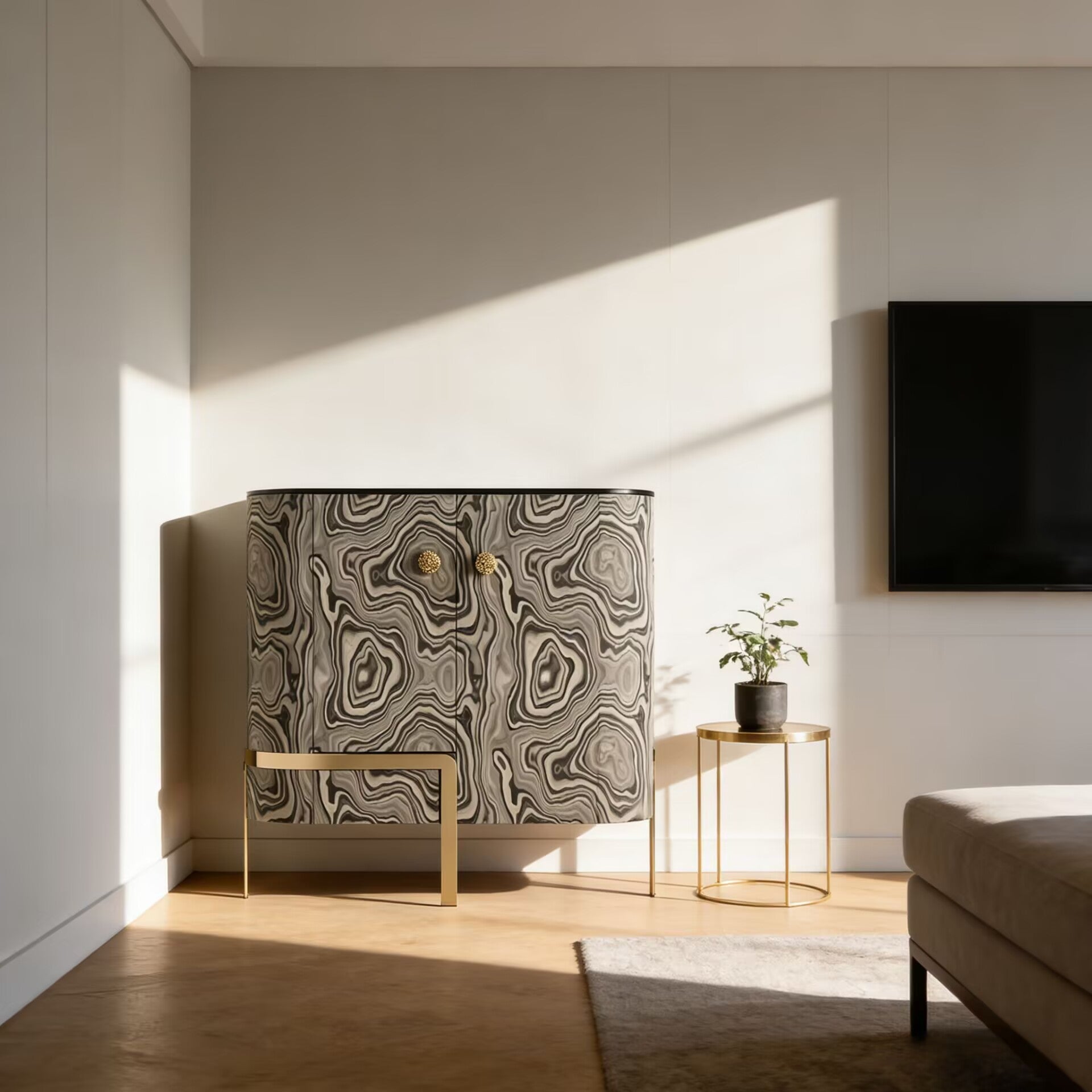 Doris Italian Luxury Living Room Creativity Solid Wood Wine Cabinet