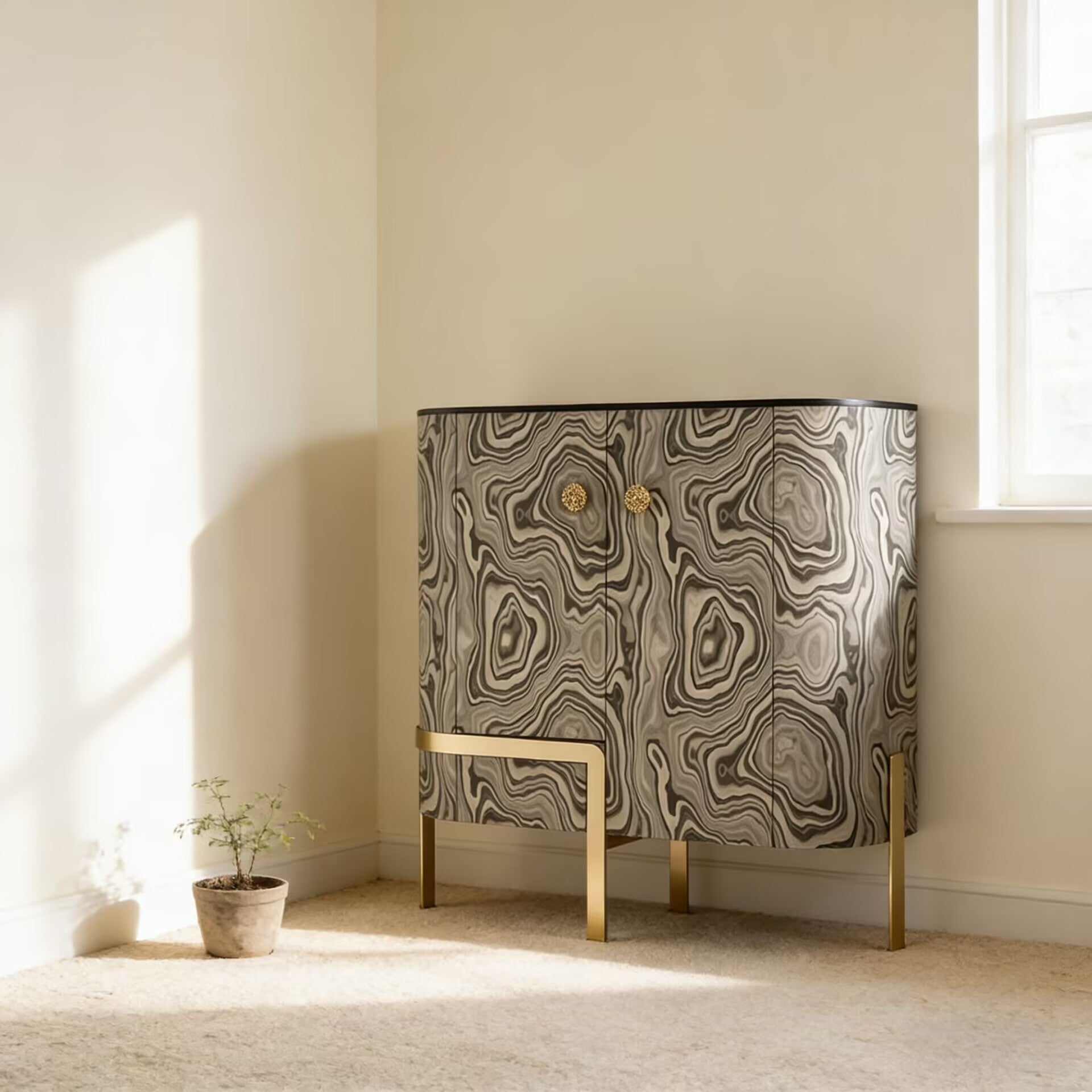 Doris Italian Luxury Living Room Creativity Solid Wood Wine Cabinet