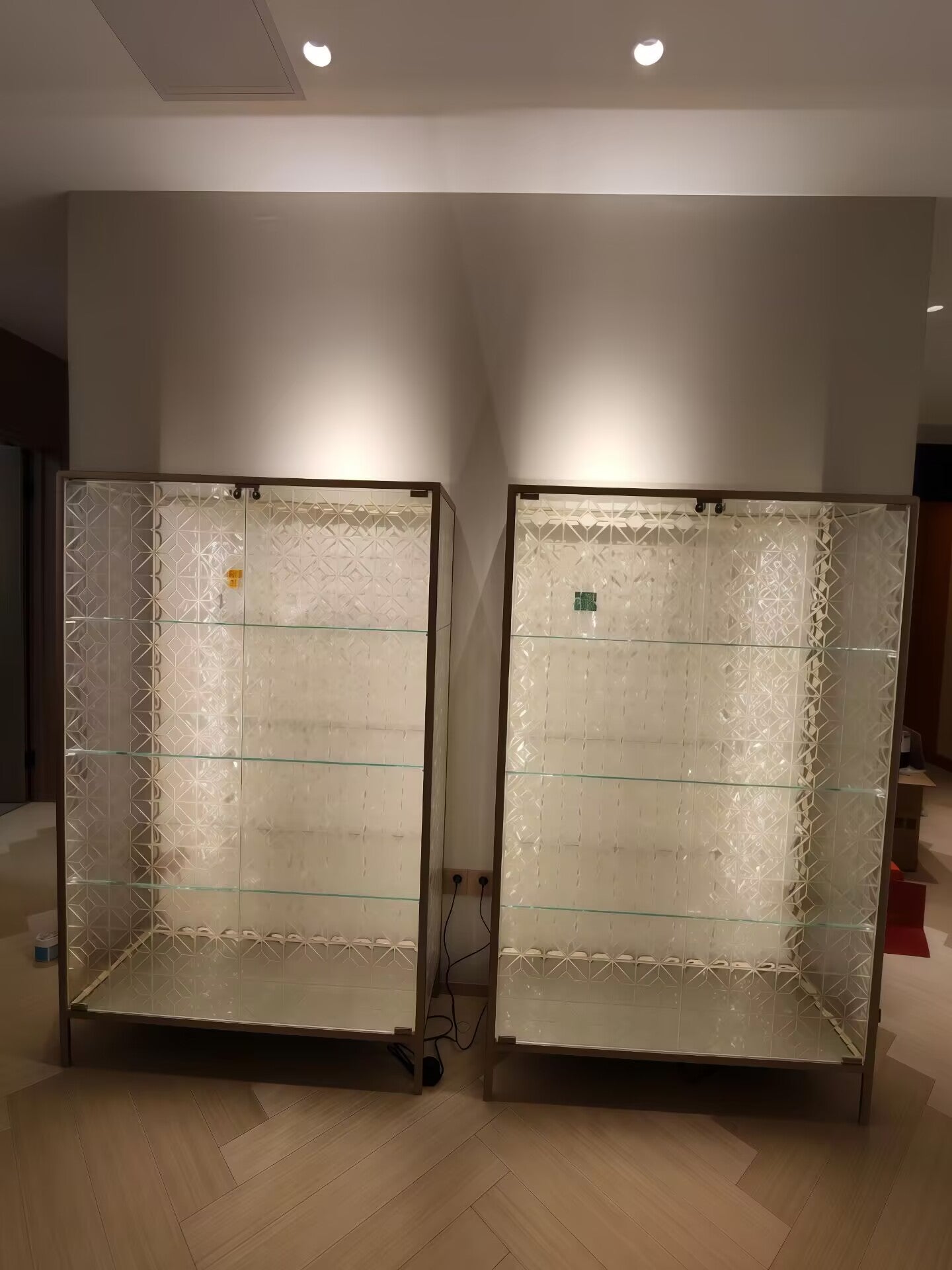 Echo Italian Designer Creativity Carved Glass Display Wine Cabinet