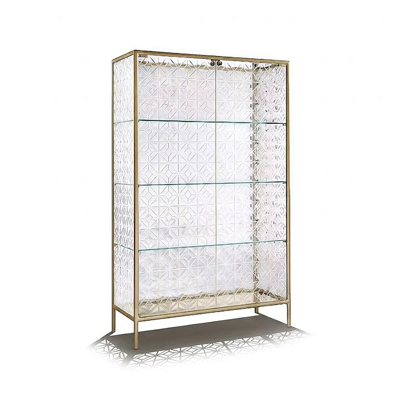 Echo Italian Designer Creativity Carved Glass Display Wine Cabinet
