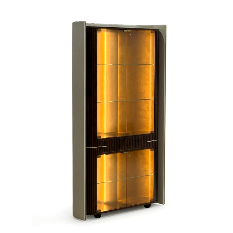 Eclipse Upscale Modern Artistic Stainless Steel Glass Wine Cabinet