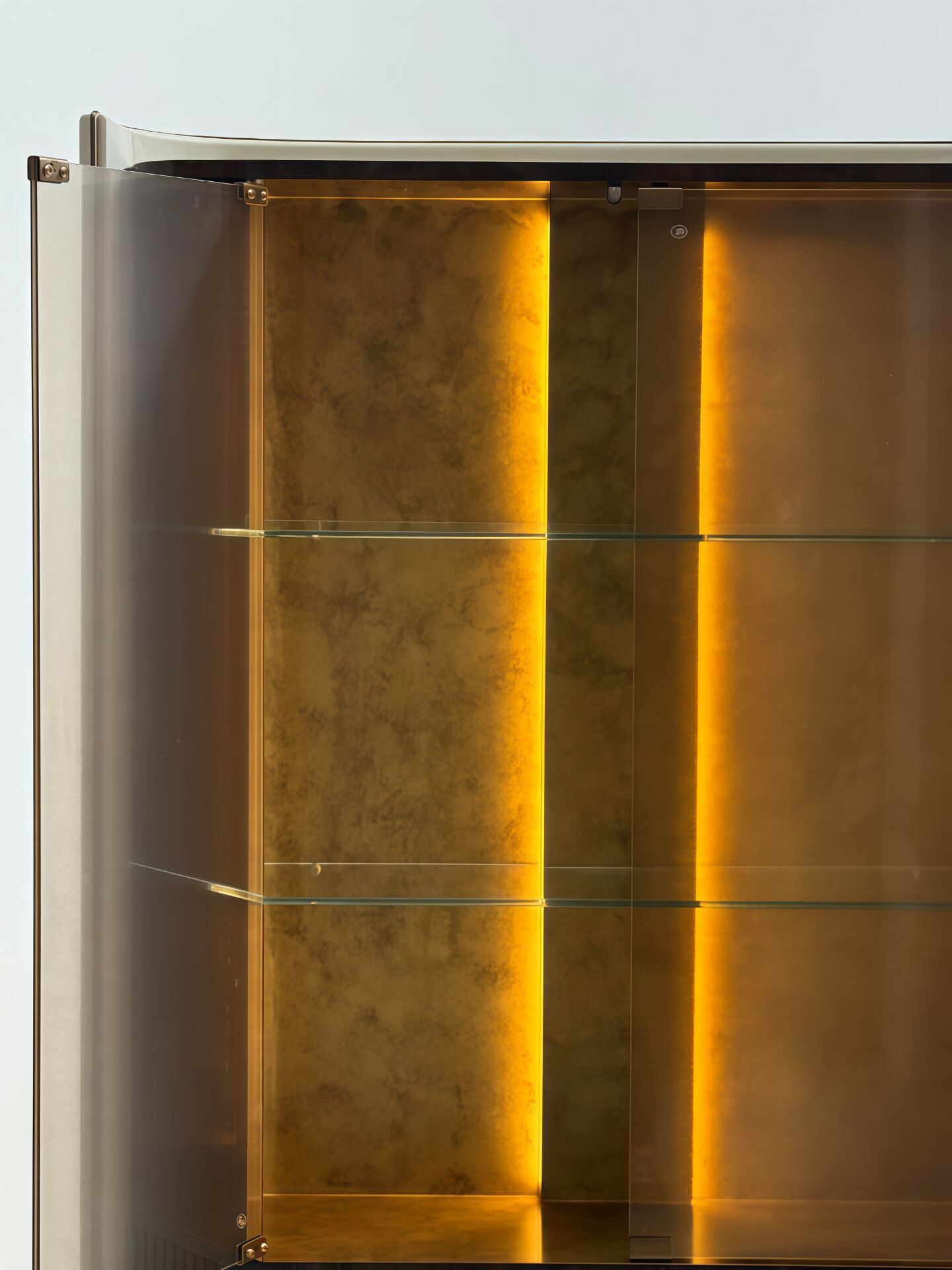 Eclipse Upscale Modern Artistic Stainless Steel Glass Wine Cabinet