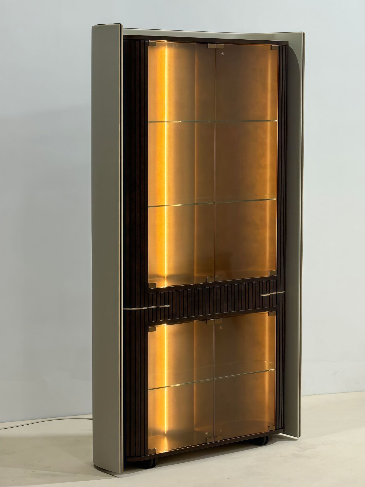 Eclipse Upscale Modern Artistic Stainless Steel Glass Wine Cabinet