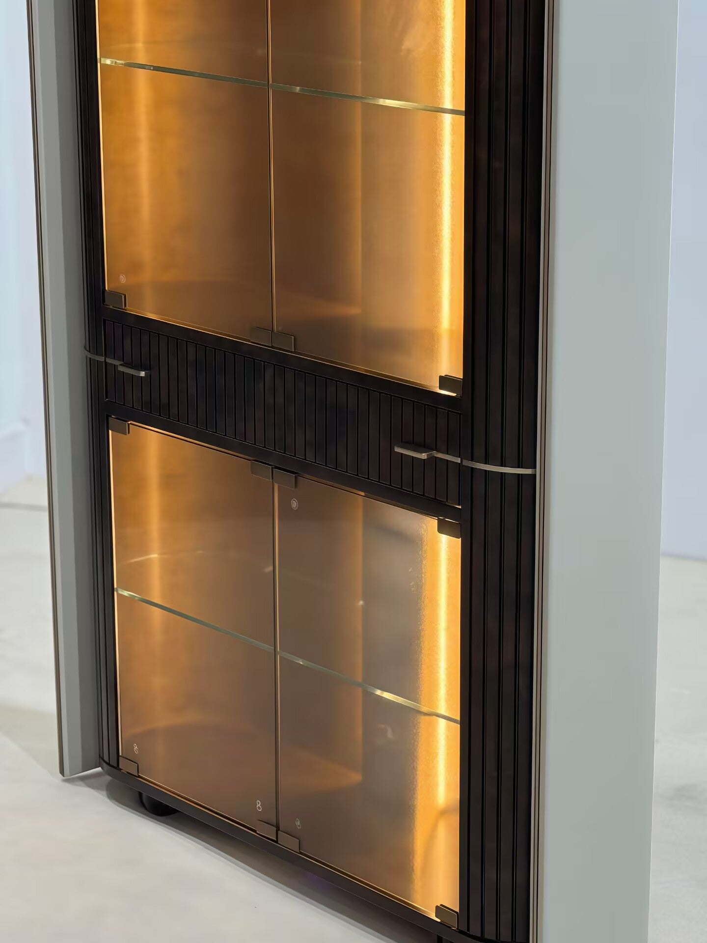 Eclipse Upscale Modern Artistic Stainless Steel Glass Wine Cabinet