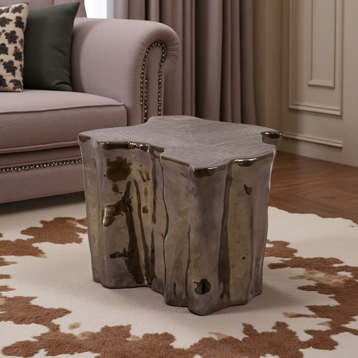Eden Luxurious Creative Irregular Etching Metal Commission Side Table