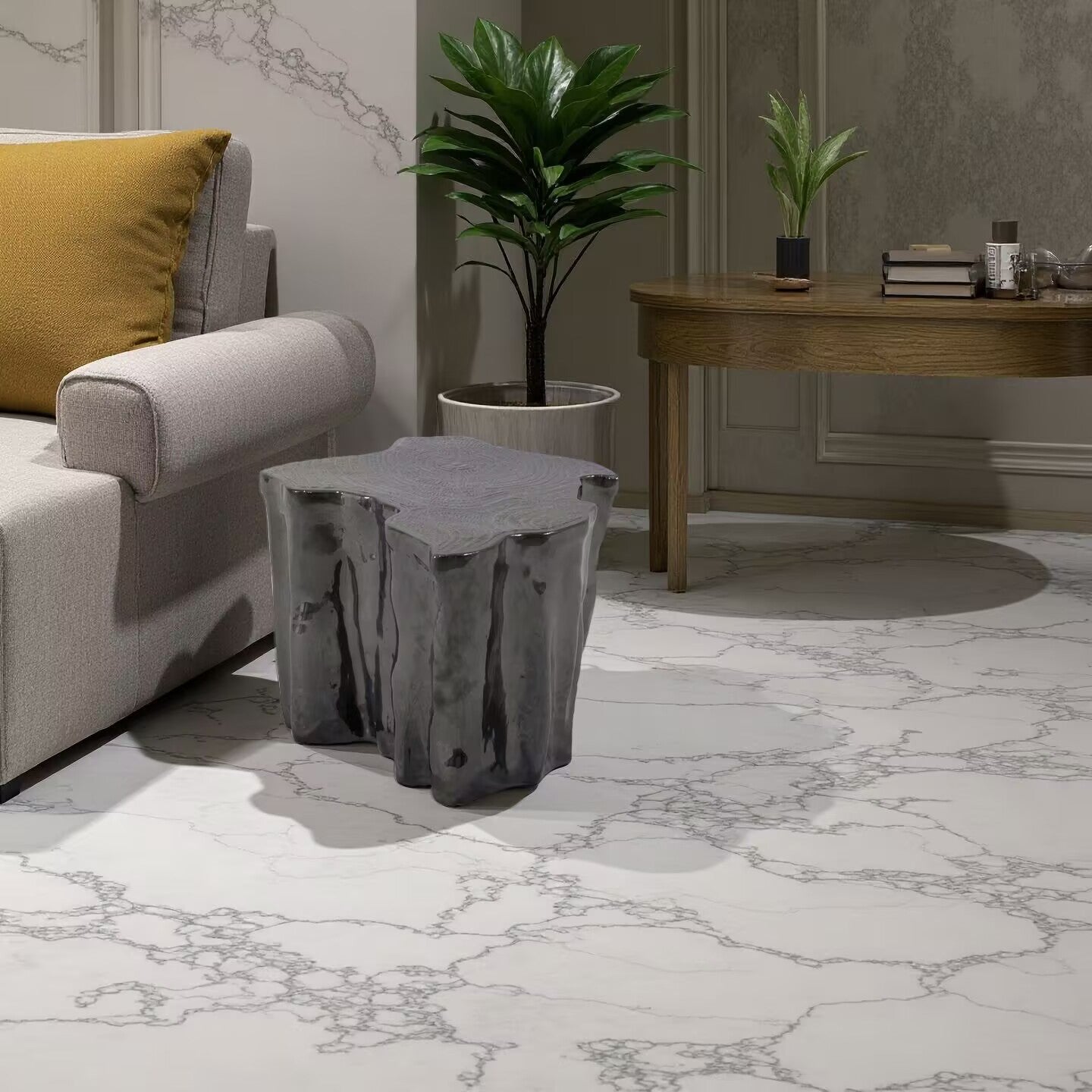 Eden Luxurious Creative Irregular Etching Metal Commission Side Table