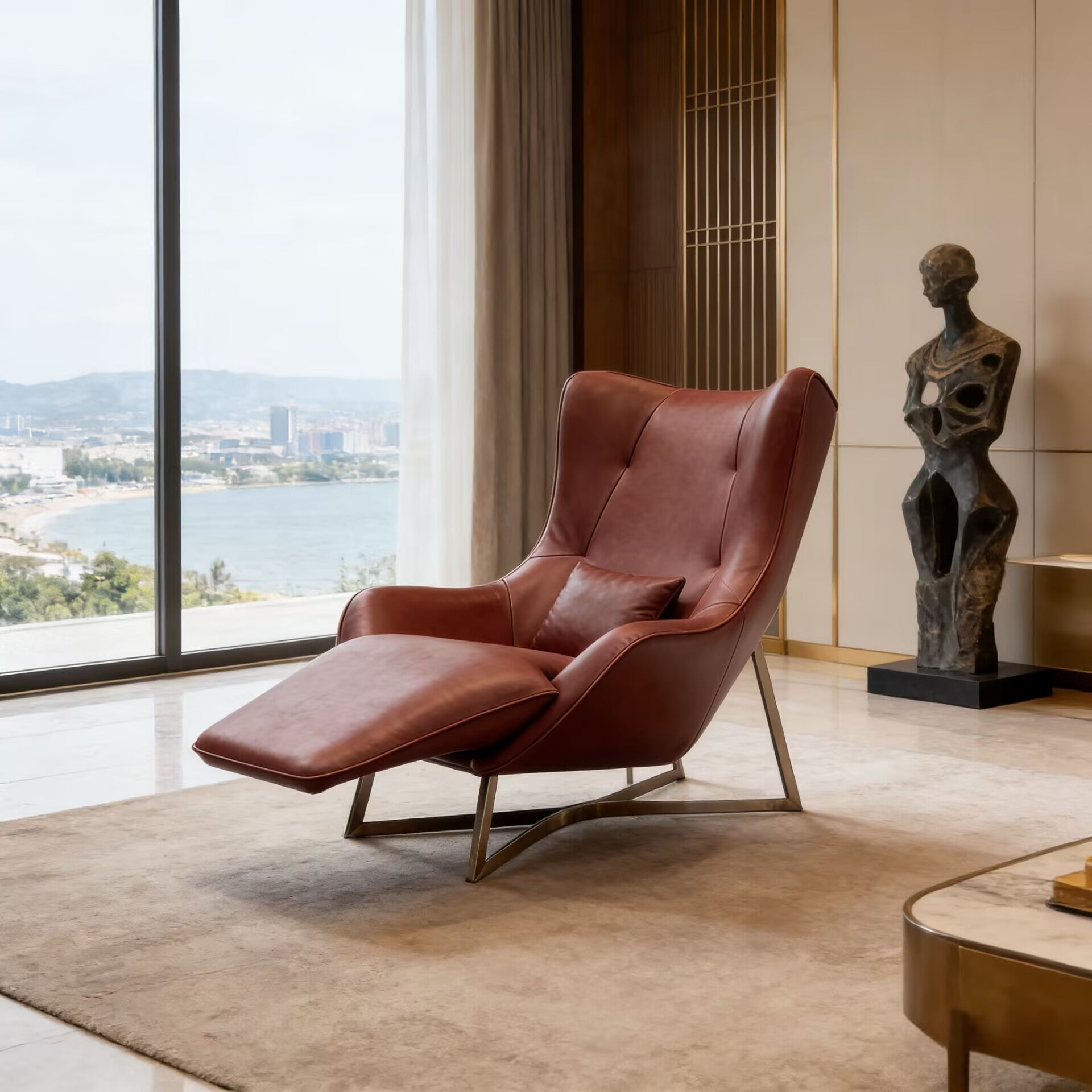 Egoiste Living Room High-End Genuine Leather Single Lounge Chair