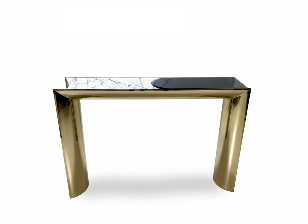 Ekos Luxury Marble Modern Minimalist Stainless Steel Console