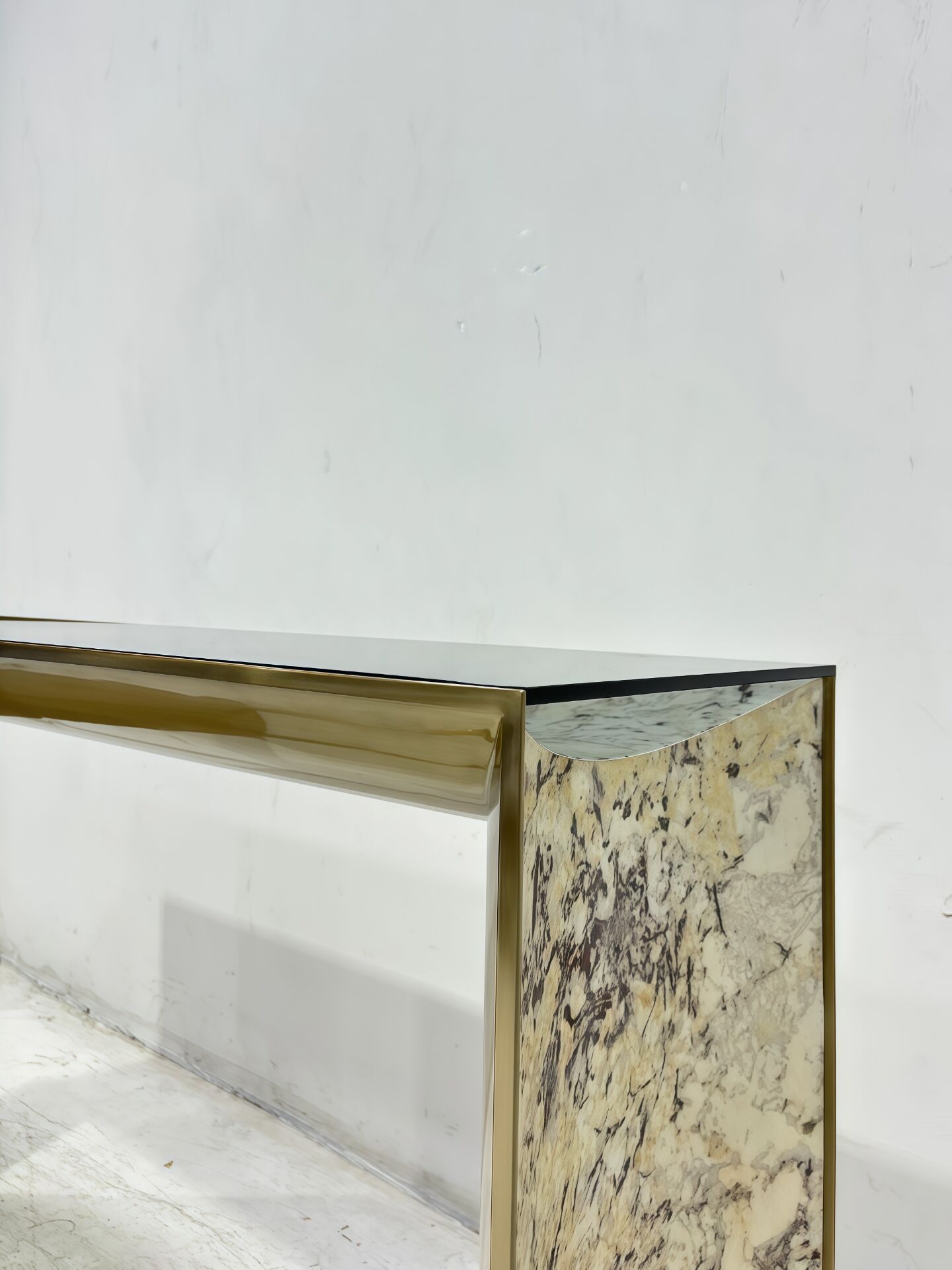 Ekos Luxury Marble Modern Minimalist Stainless Steel Console