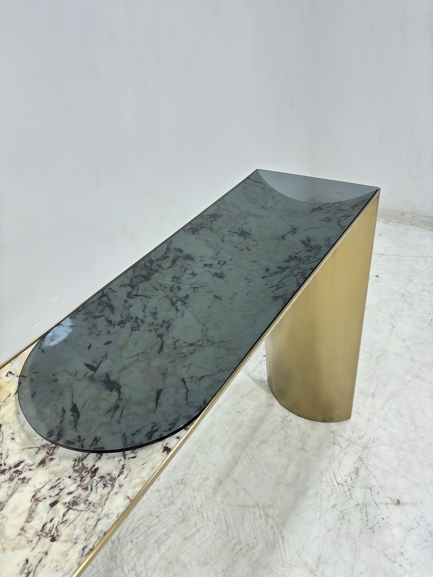 Ekos Luxury Marble Modern Minimalist Stainless Steel Console