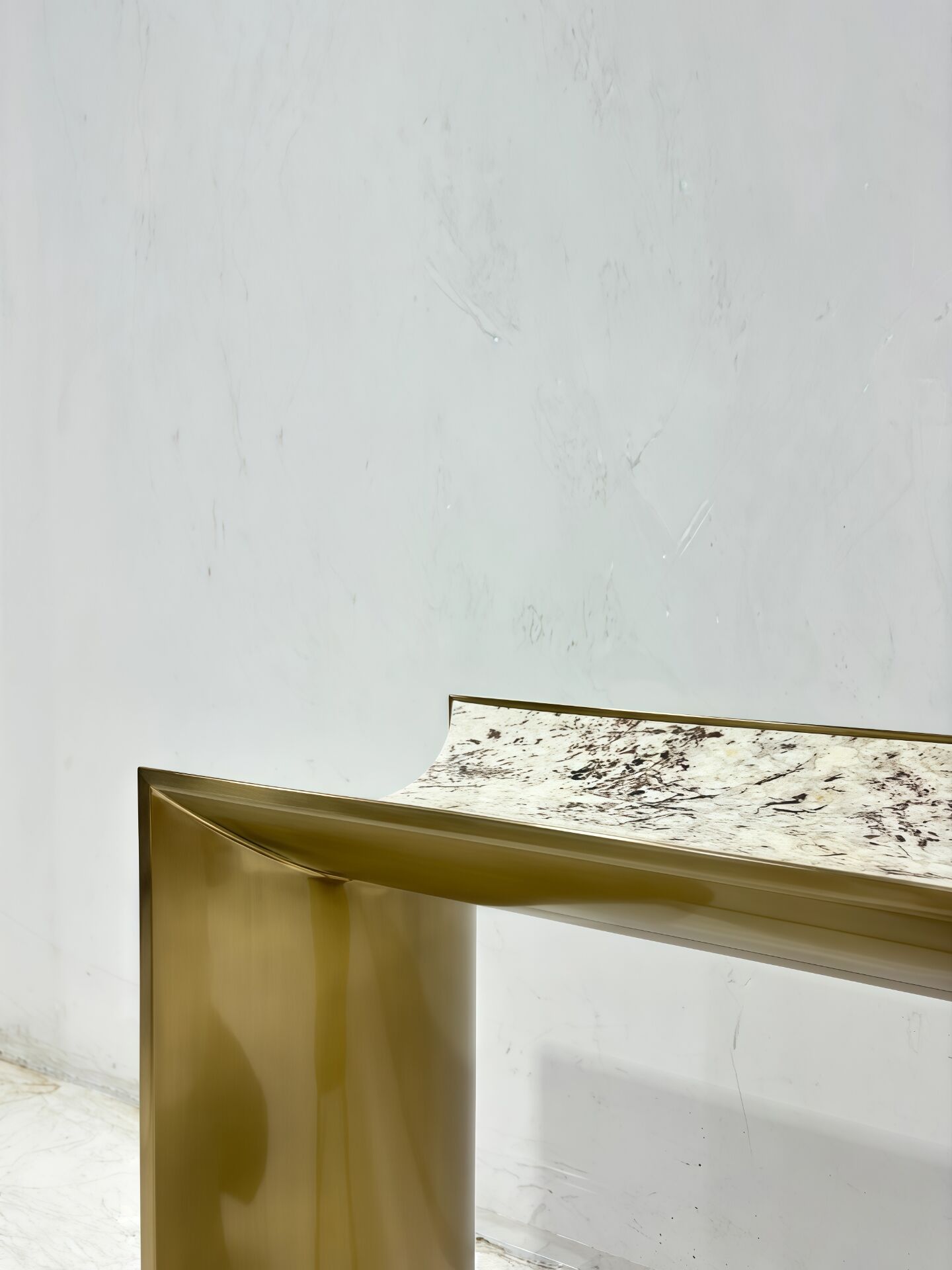 Ekos Luxury Marble Modern Minimalist Stainless Steel Console