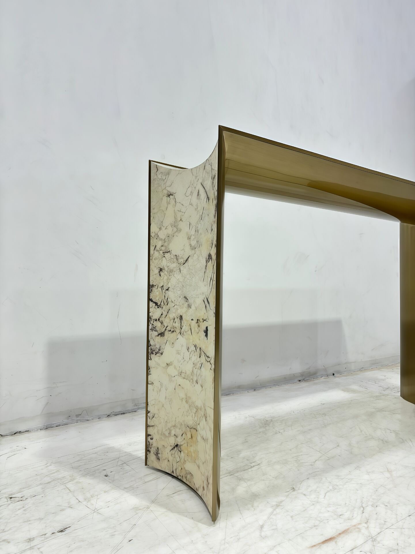 Ekos Luxury Marble Modern Minimalist Stainless Steel Console