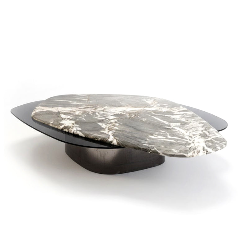 Elements Artistic Natural Marble High End Stainless Steel Coffee Table