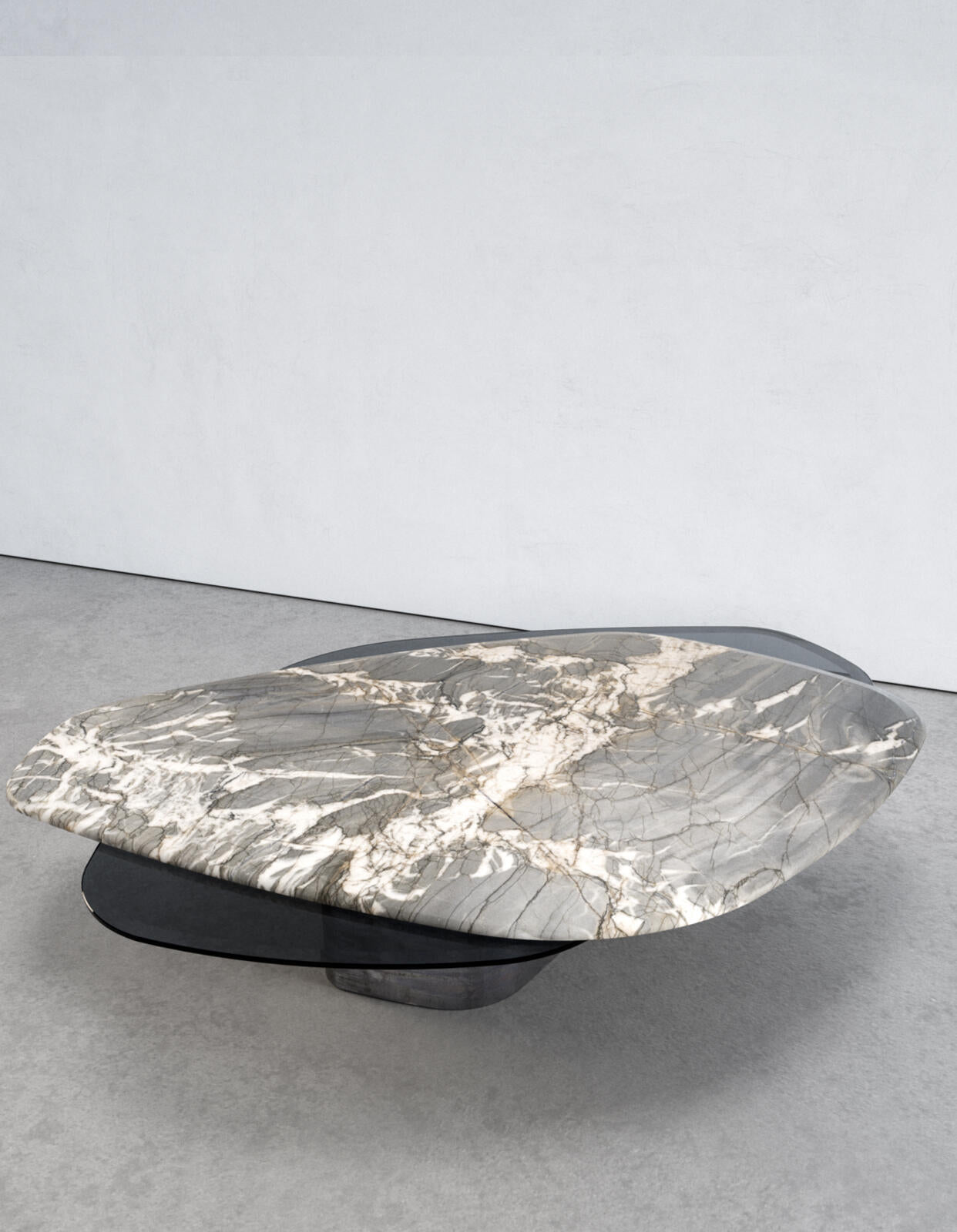 Elements Artistic Natural Marble High End Stainless Steel Coffee Table