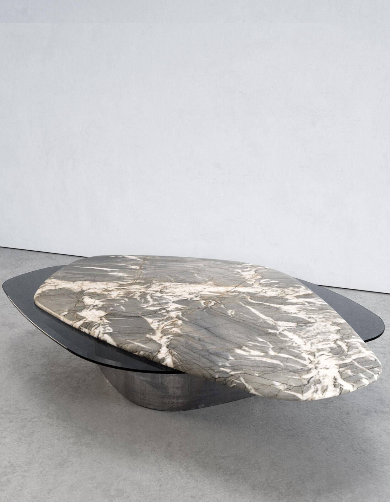 Elements Artistic Natural Marble High End Stainless Steel Coffee Table