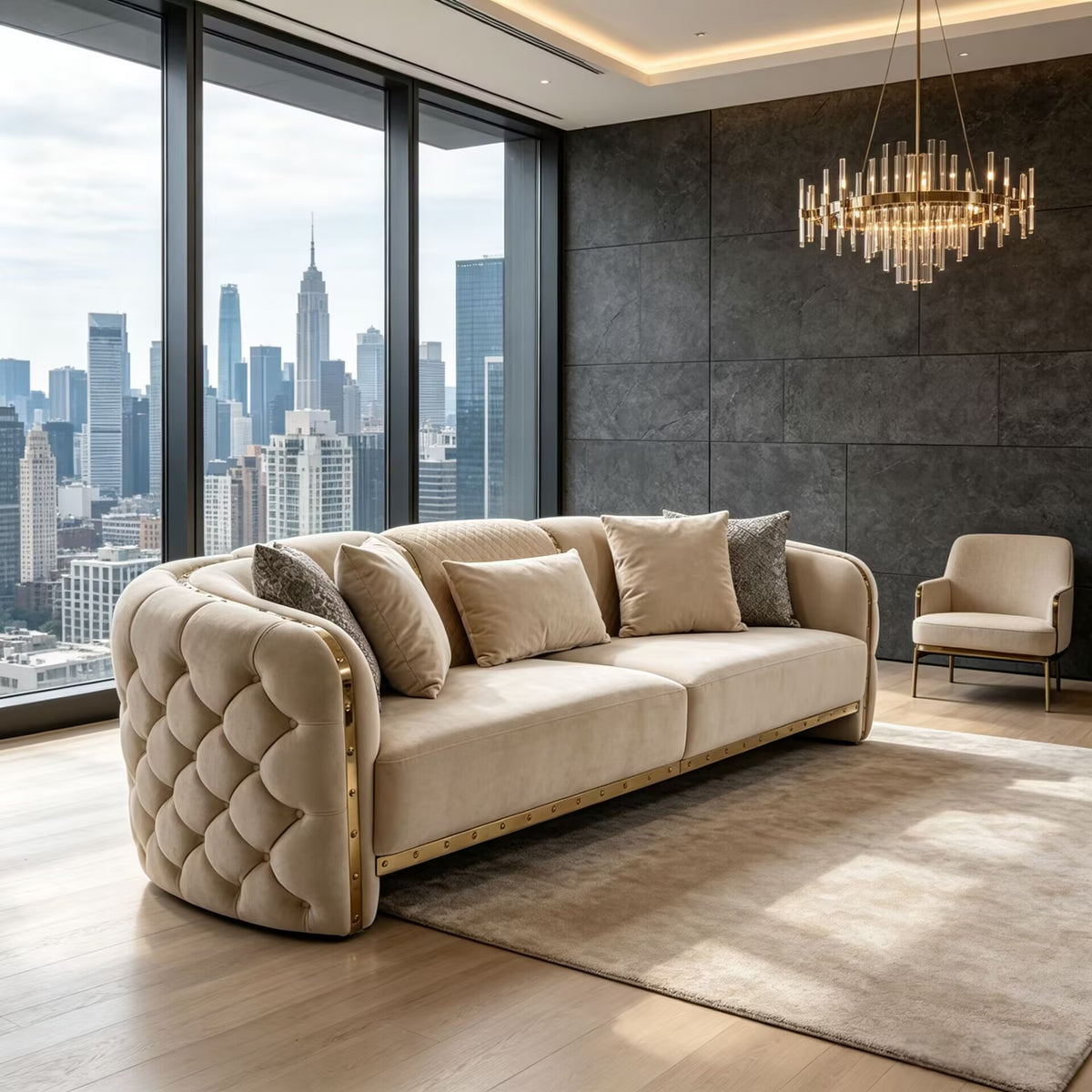 Elephant Villa Living Room Creativity Metal Genuine Leather Sofa