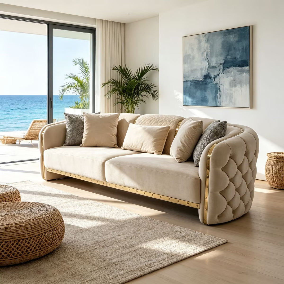 Elephant Villa Living Room Creativity Metal Genuine Leather Sofa