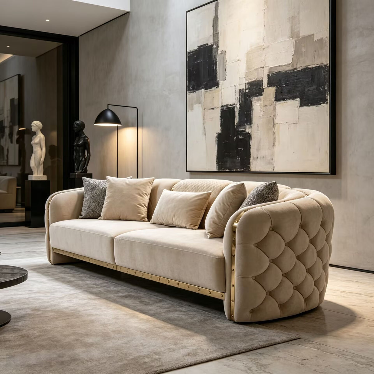 Elephant Villa Living Room Creativity Metal Genuine Leather Sofa