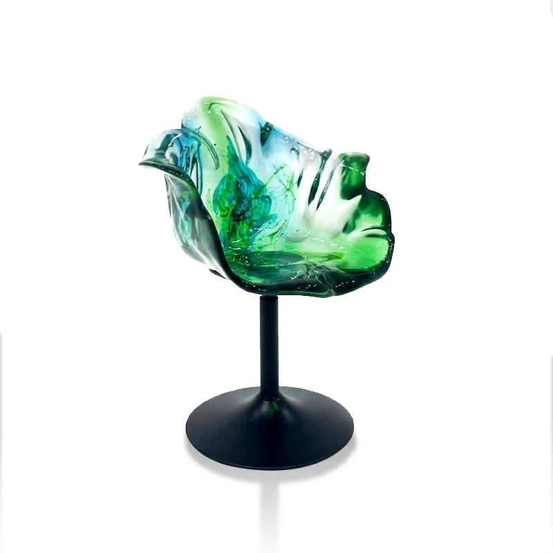 Ella Luxurious Stainless Steel Designer Artistic Petal Resin Dining Chair