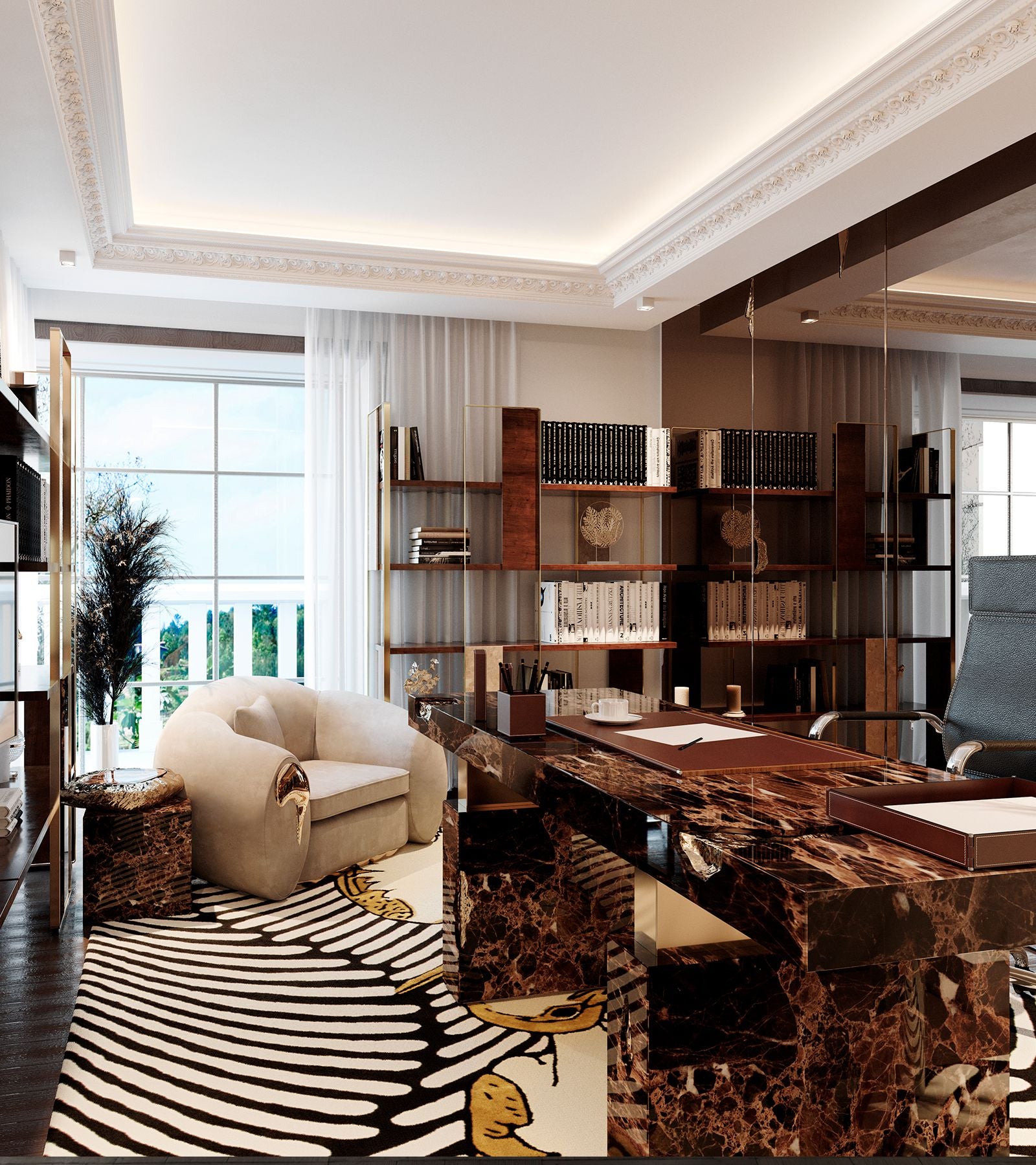 empire Emperador natural marble desk