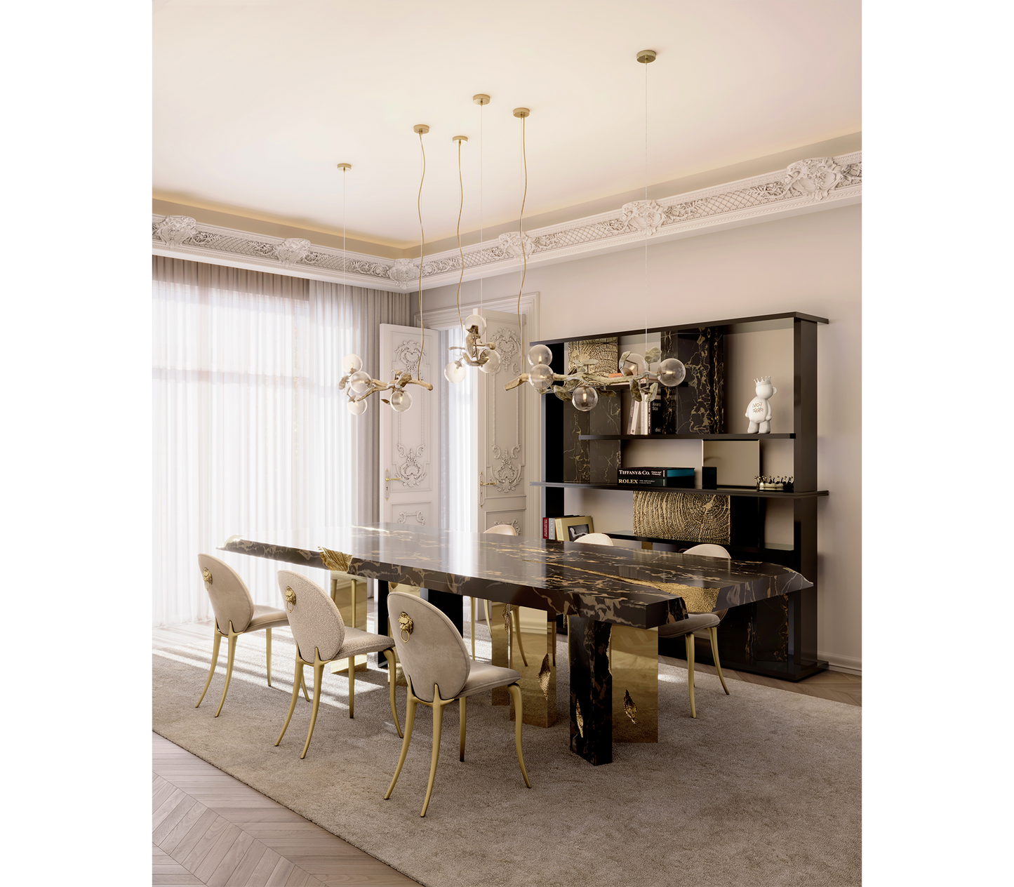 Brass Solid wood EMPIRE DINING TABLE