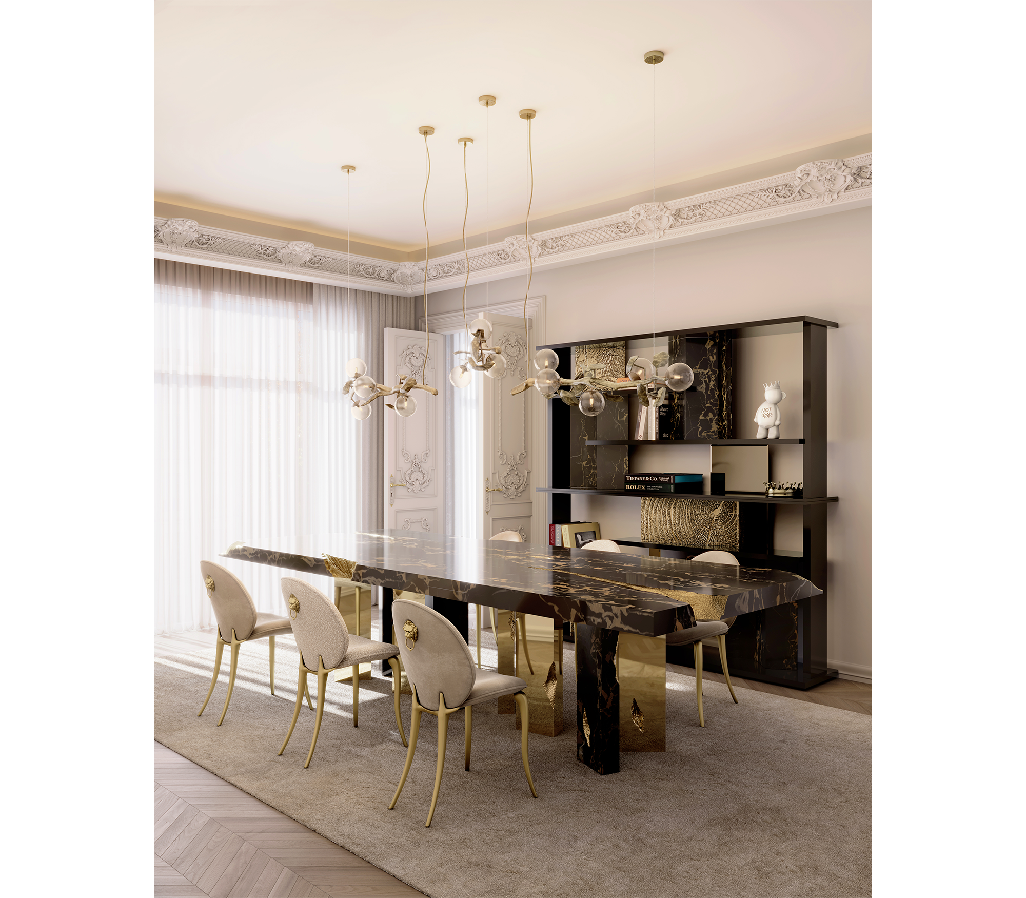 Brass Solid wood EMPIRE DINING TABLE