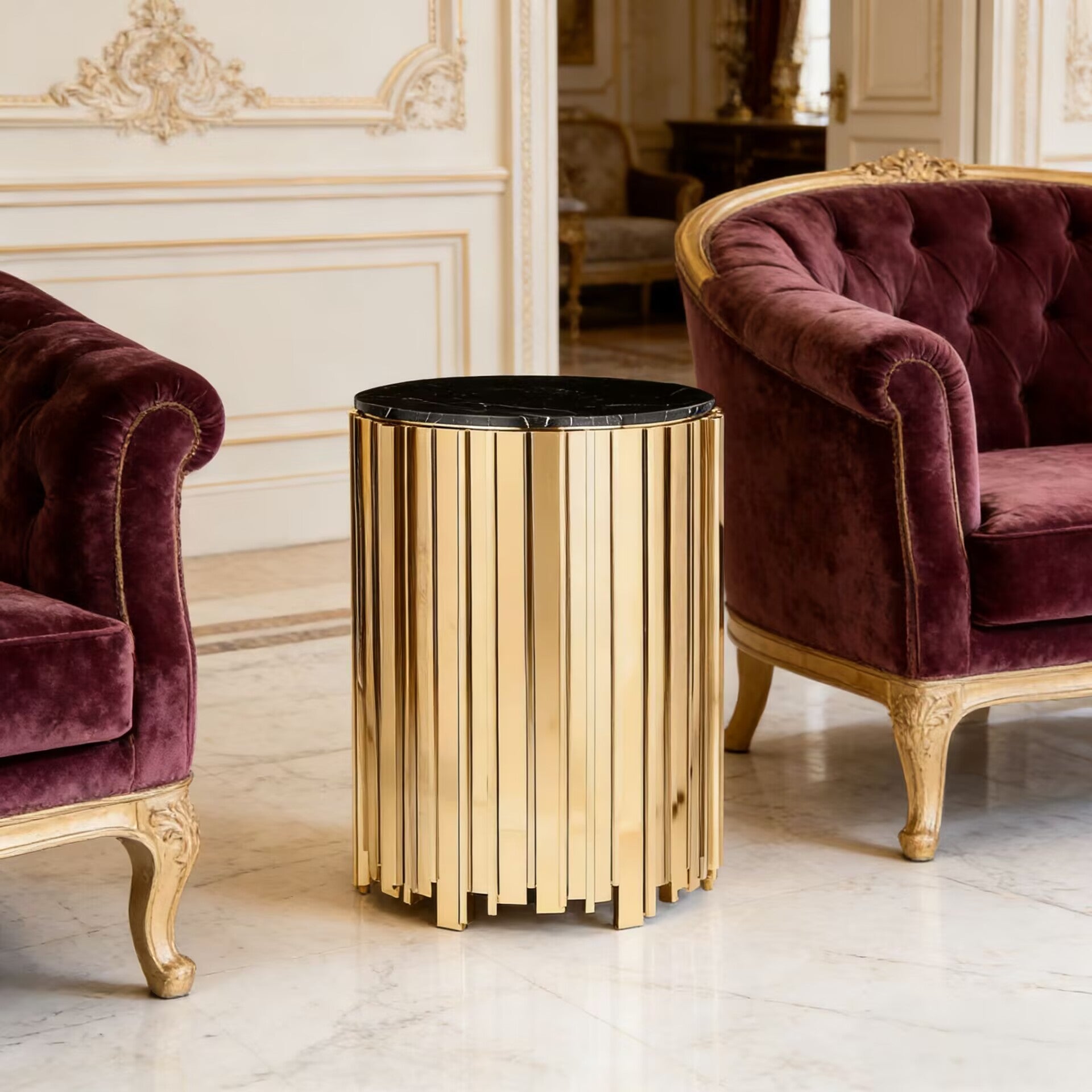 Empire Irregular High-End Marble Small Round Side Table