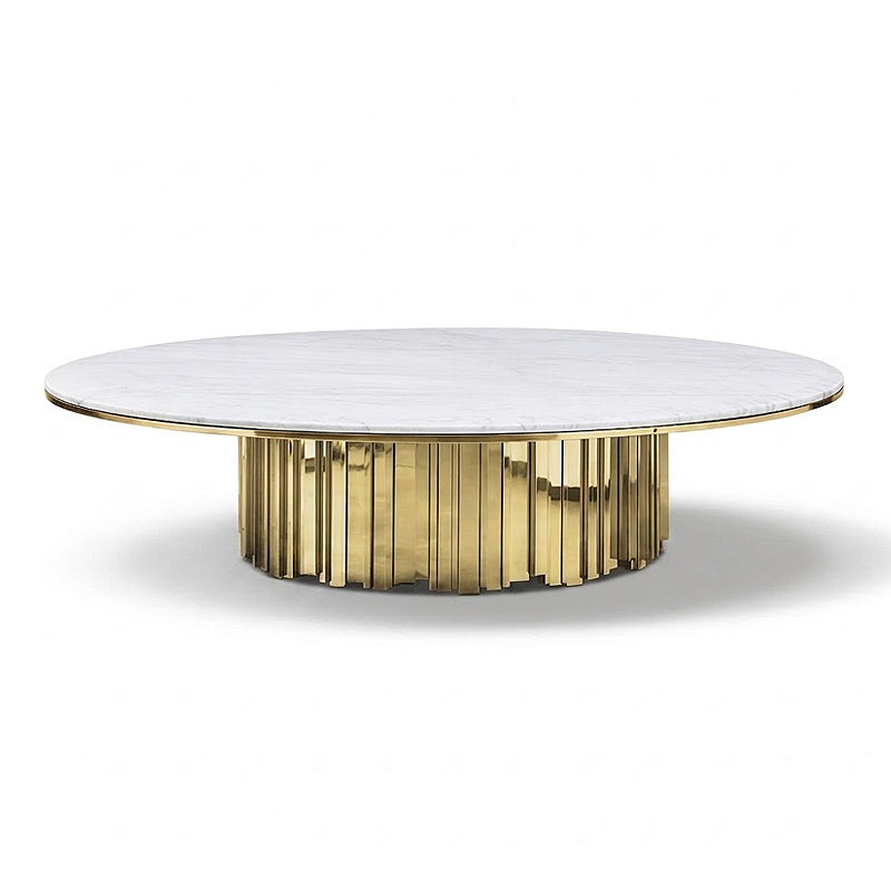 Empire Iii Upscale Artistic Metal Marble Round Coffee Table Coffee Table