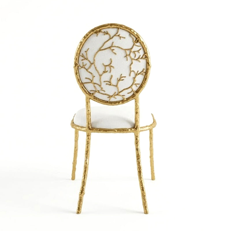 Enchanted Creativity Art Brass Designer Minimalism Fabric Dining Chair