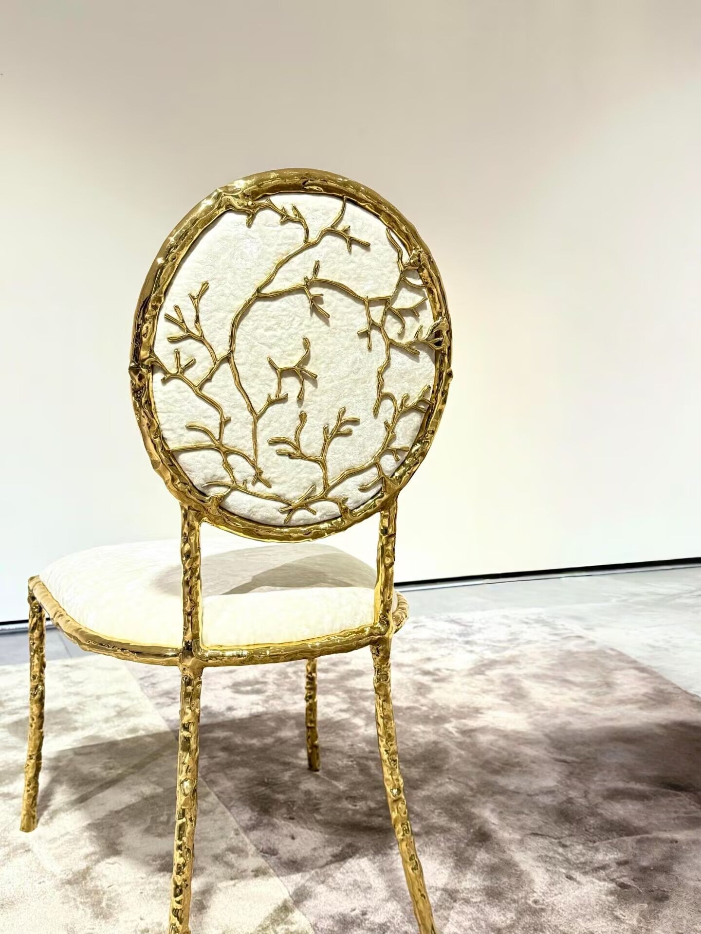 Enchanted Creativity Art Brass Designer Minimalism Fabric Dining Chair
