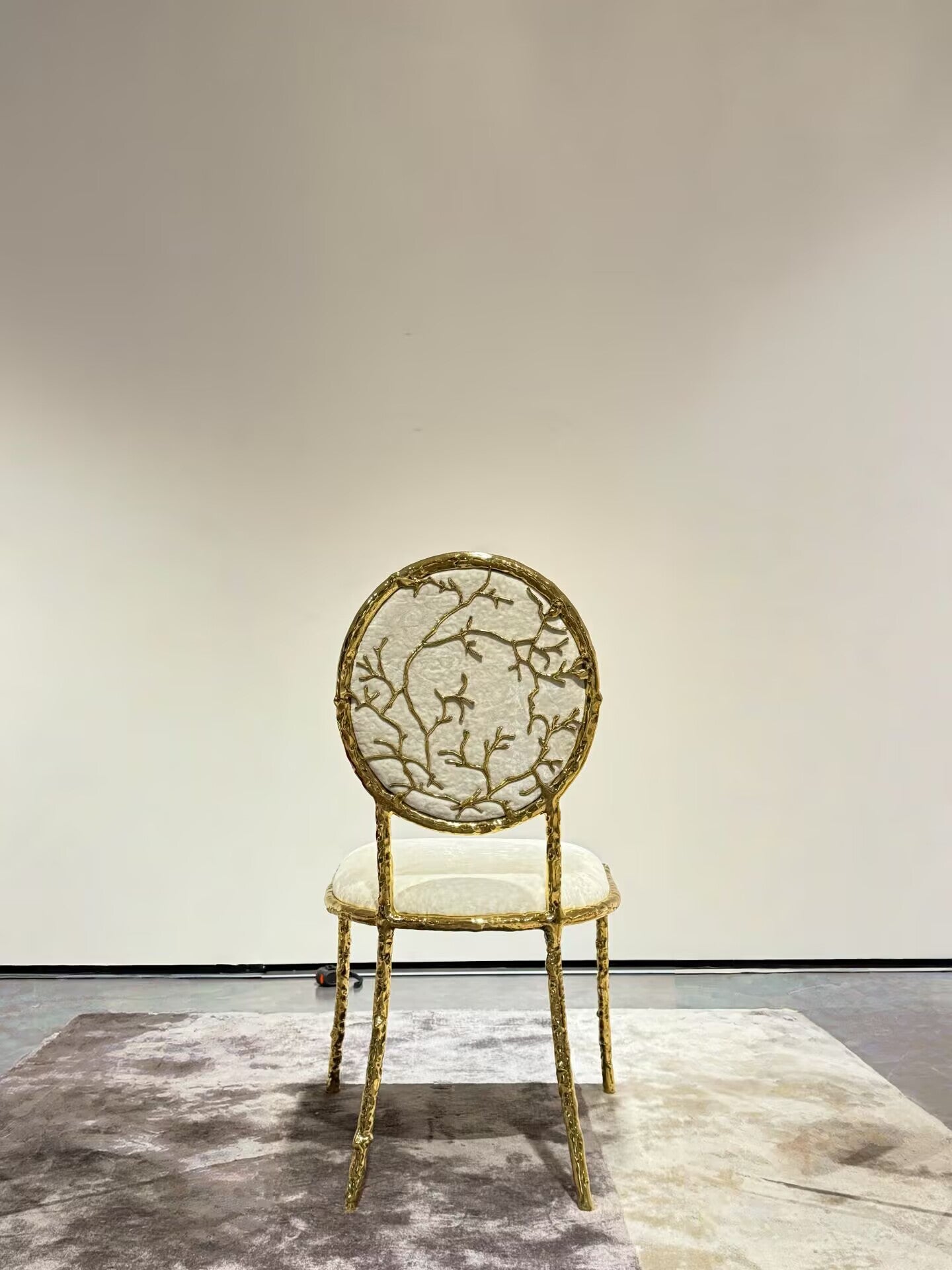 Enchanted Creativity Art Brass Designer Minimalism Fabric Dining Chair
