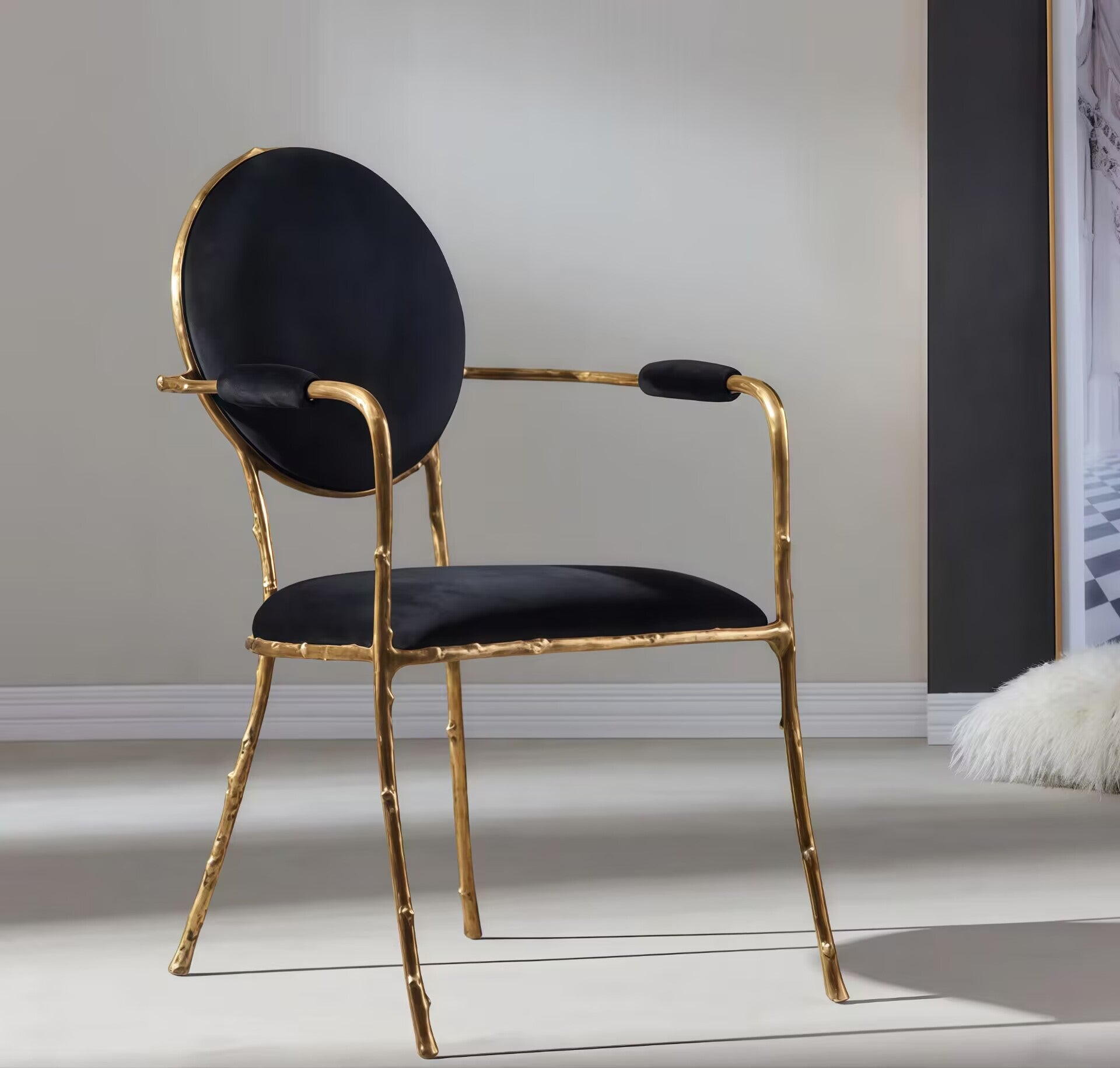 Enchanted Ii Luxurious High-End Metal Minimalist Fabric Dining Chair