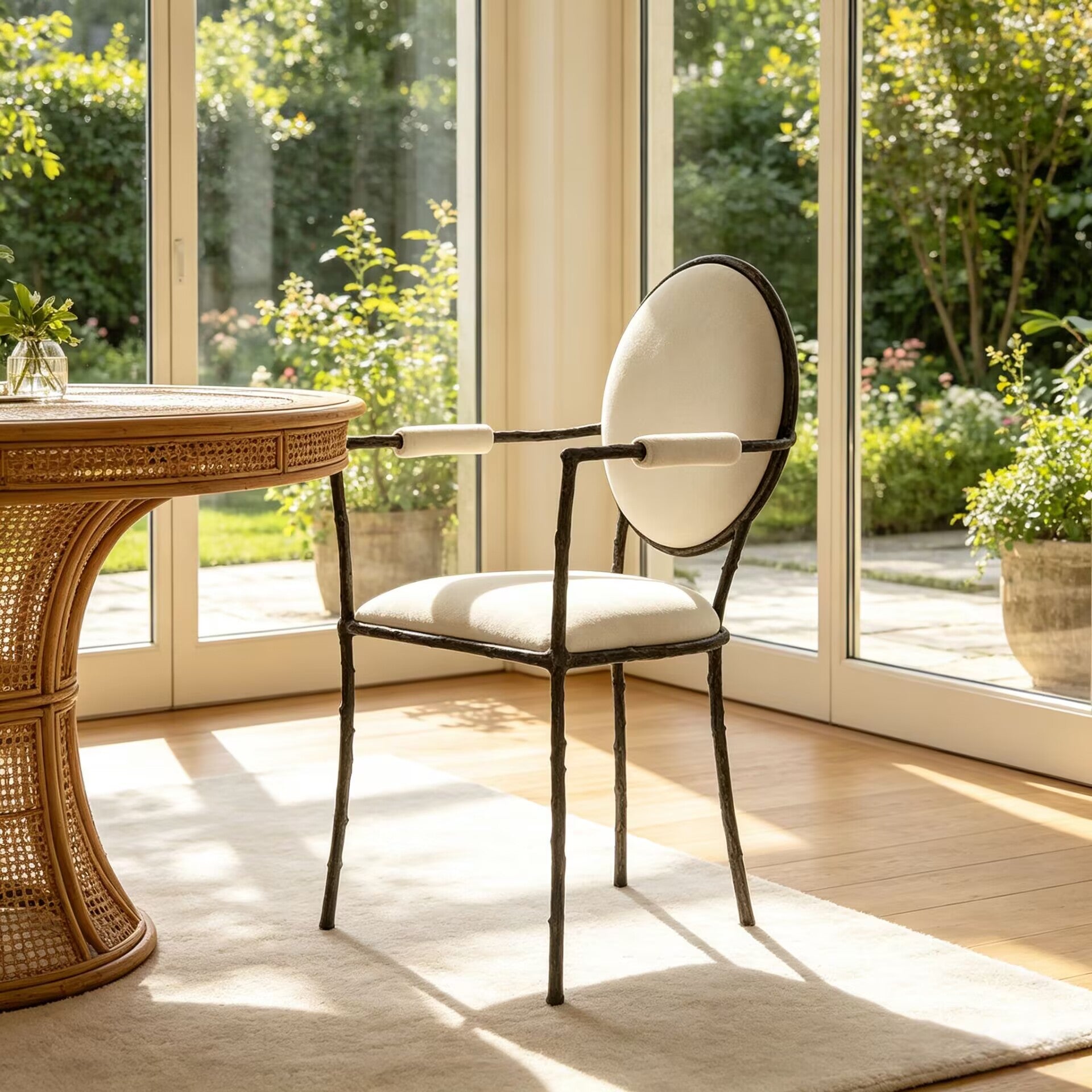 Enchanted Ii Luxurious High-End Metal Minimalist Fabric Dining Chair