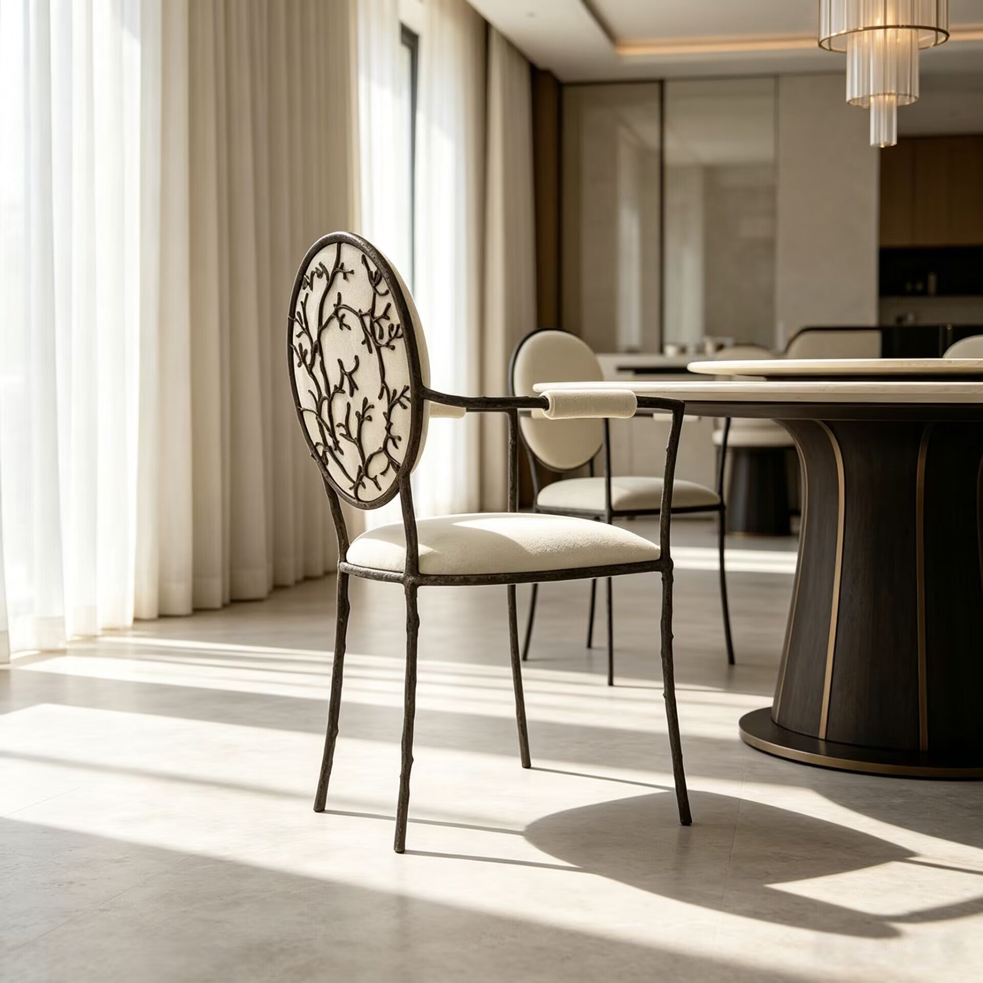 Enchanted Ii Luxurious High-End Metal Minimalist Fabric Dining Chair