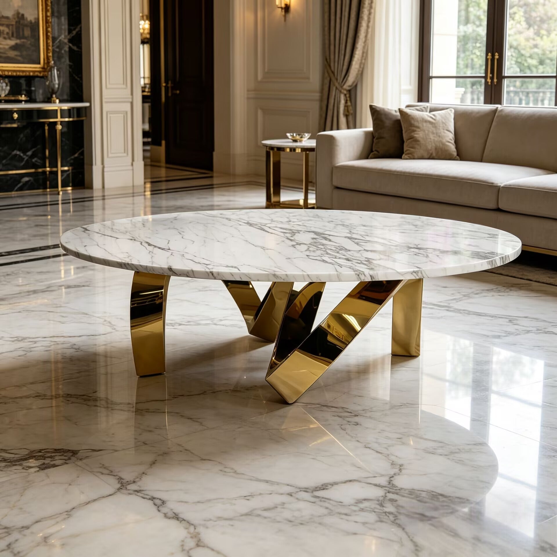 Erebus Modern Artistic Stainless Steel High-End Marble Coffee Table