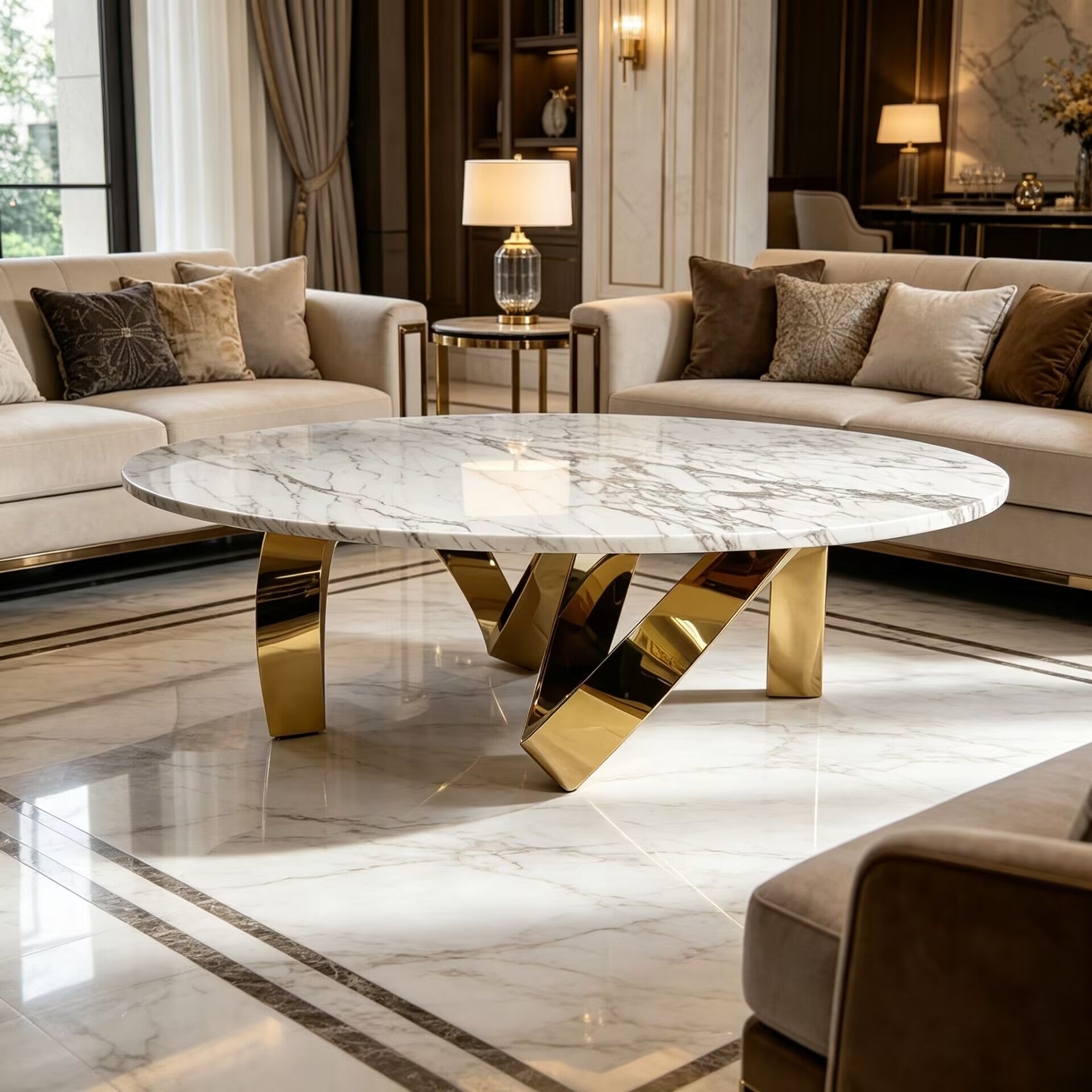 Erebus Modern Artistic Stainless Steel High-End Marble Coffee Table