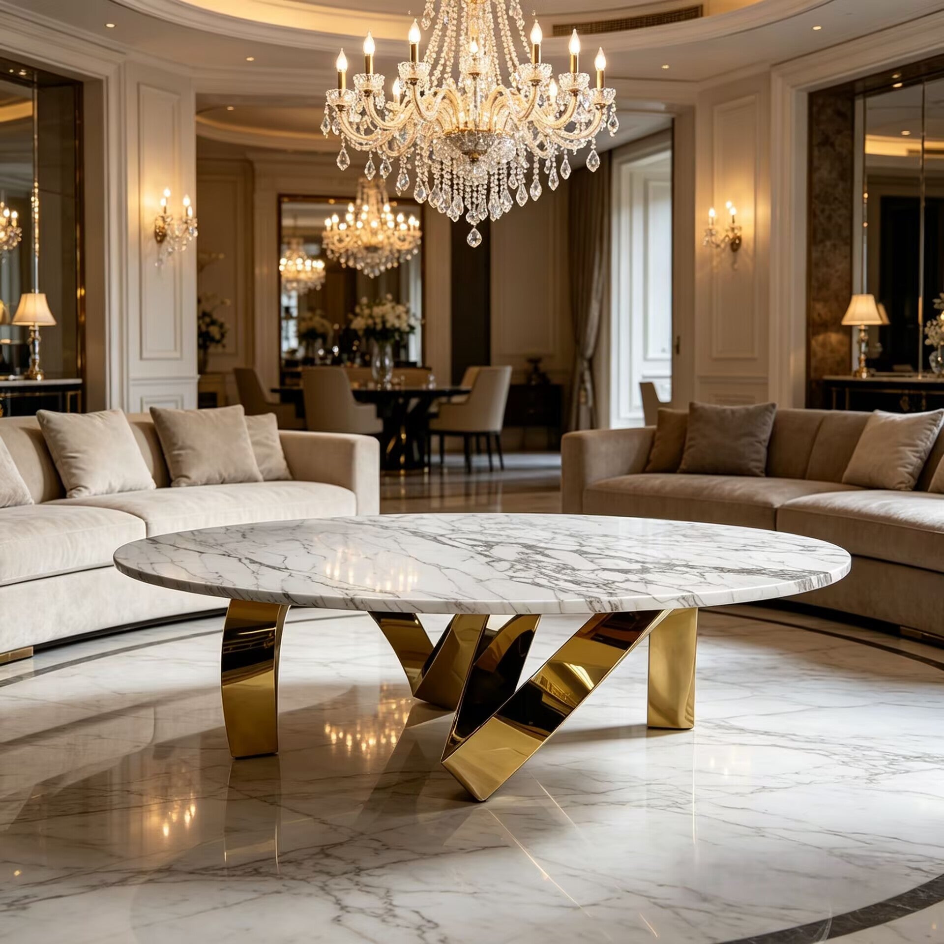 Erebus Modern Artistic Stainless Steel High-End Marble Coffee Table