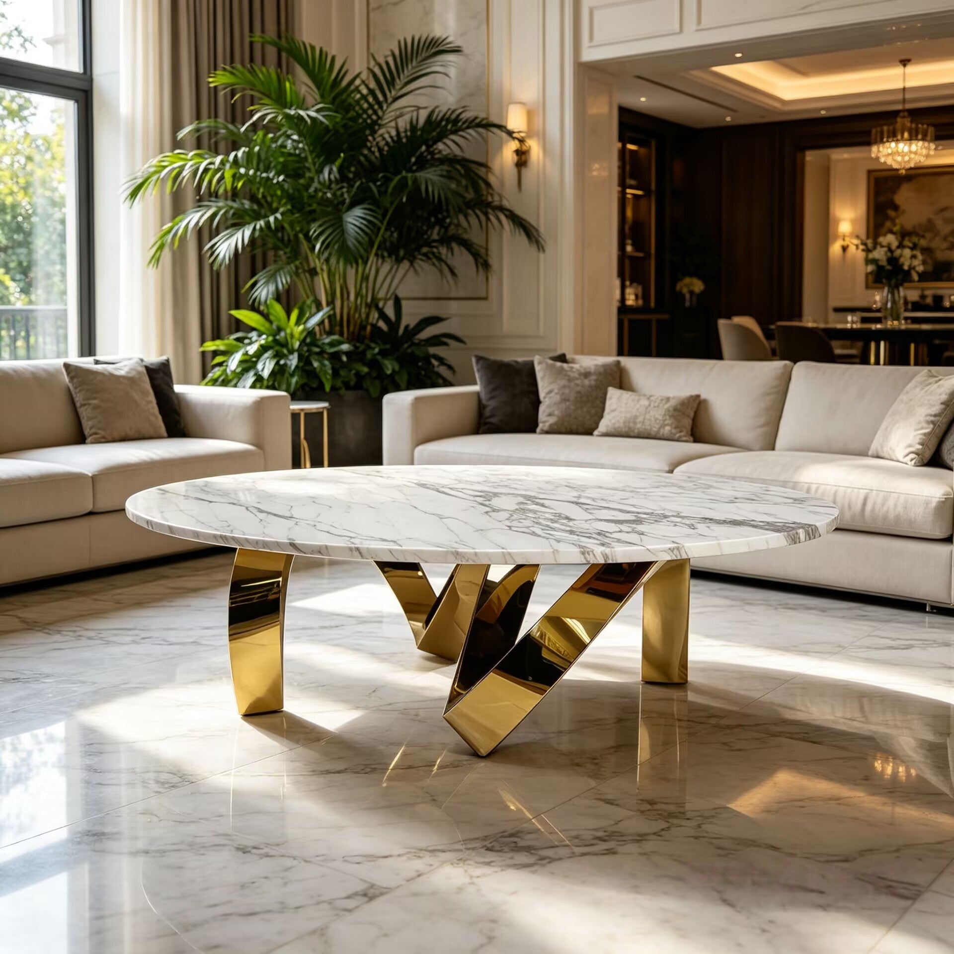 Erebus Modern Artistic Stainless Steel High-End Marble Coffee Table