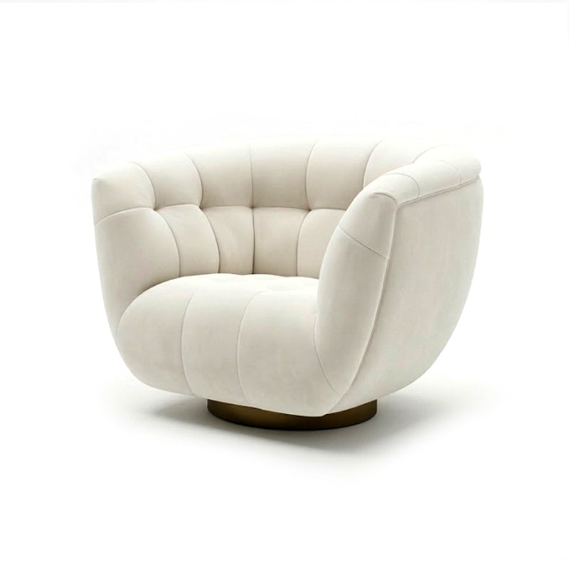 Essex Italian Luxurious Designer Metal Off White Fabric Sofa Chair