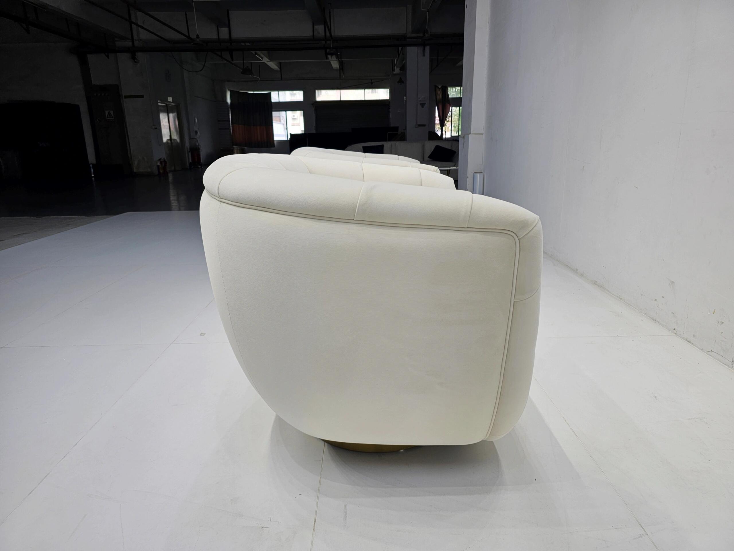Essex Italian Luxurious Designer Metal Off White Fabric Sofa Chair