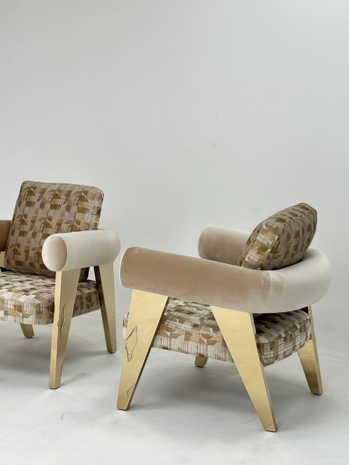 Ethereal High End Designer Minimalist Metal Fabric Armchair