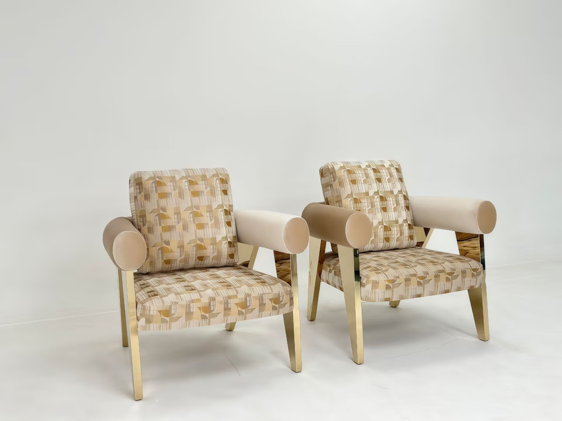 Ethereal High End Designer Minimalist Metal Fabric Armchair