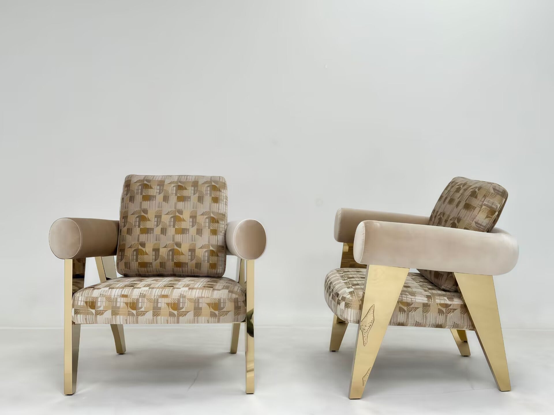 Ethereal High End Designer Minimalist Metal Fabric Armchair