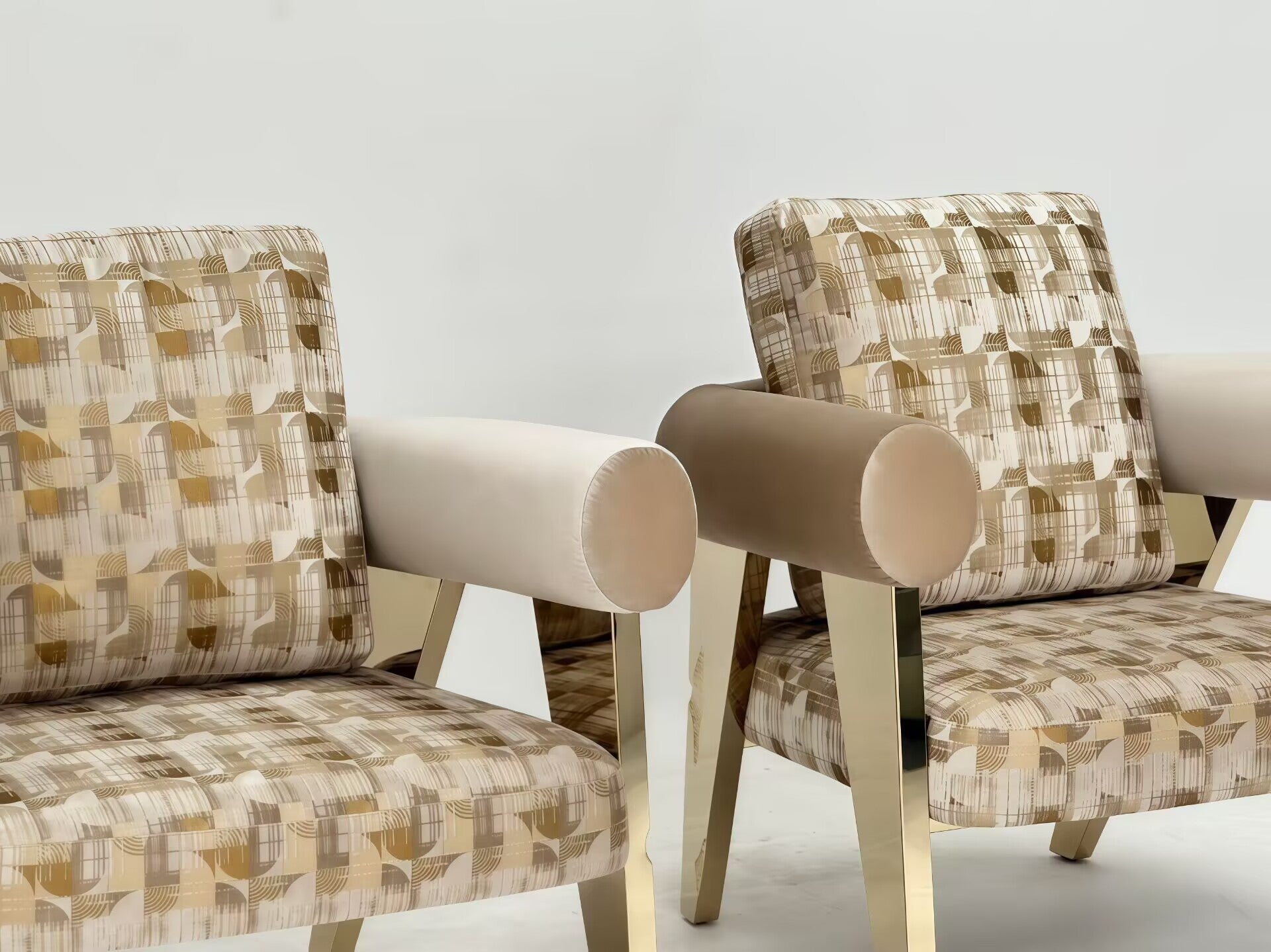 Ethereal High End Designer Minimalist Metal Fabric Armchair