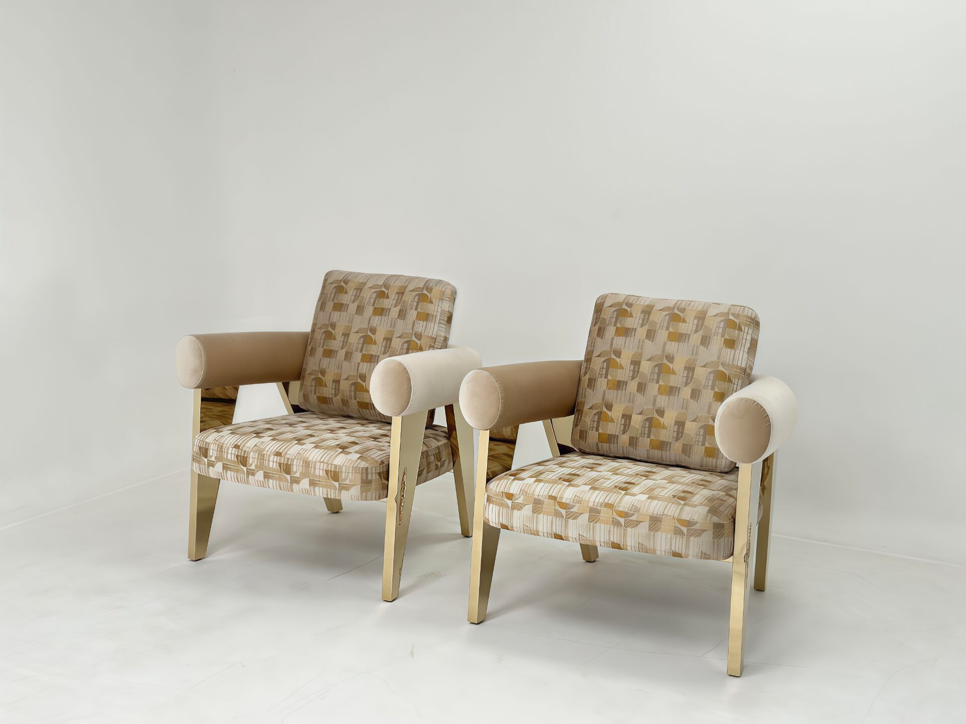 Ethereal High End Designer Minimalist Metal Fabric Armchair