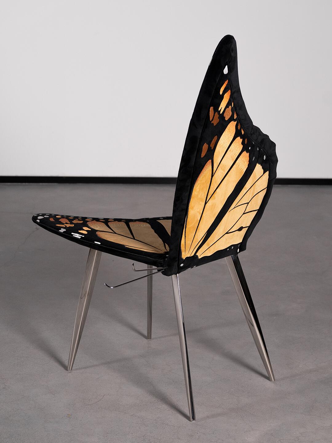 Eutterfiy Stainless Steel Personalized Creative Butterfly Embroidered Lounge Chair